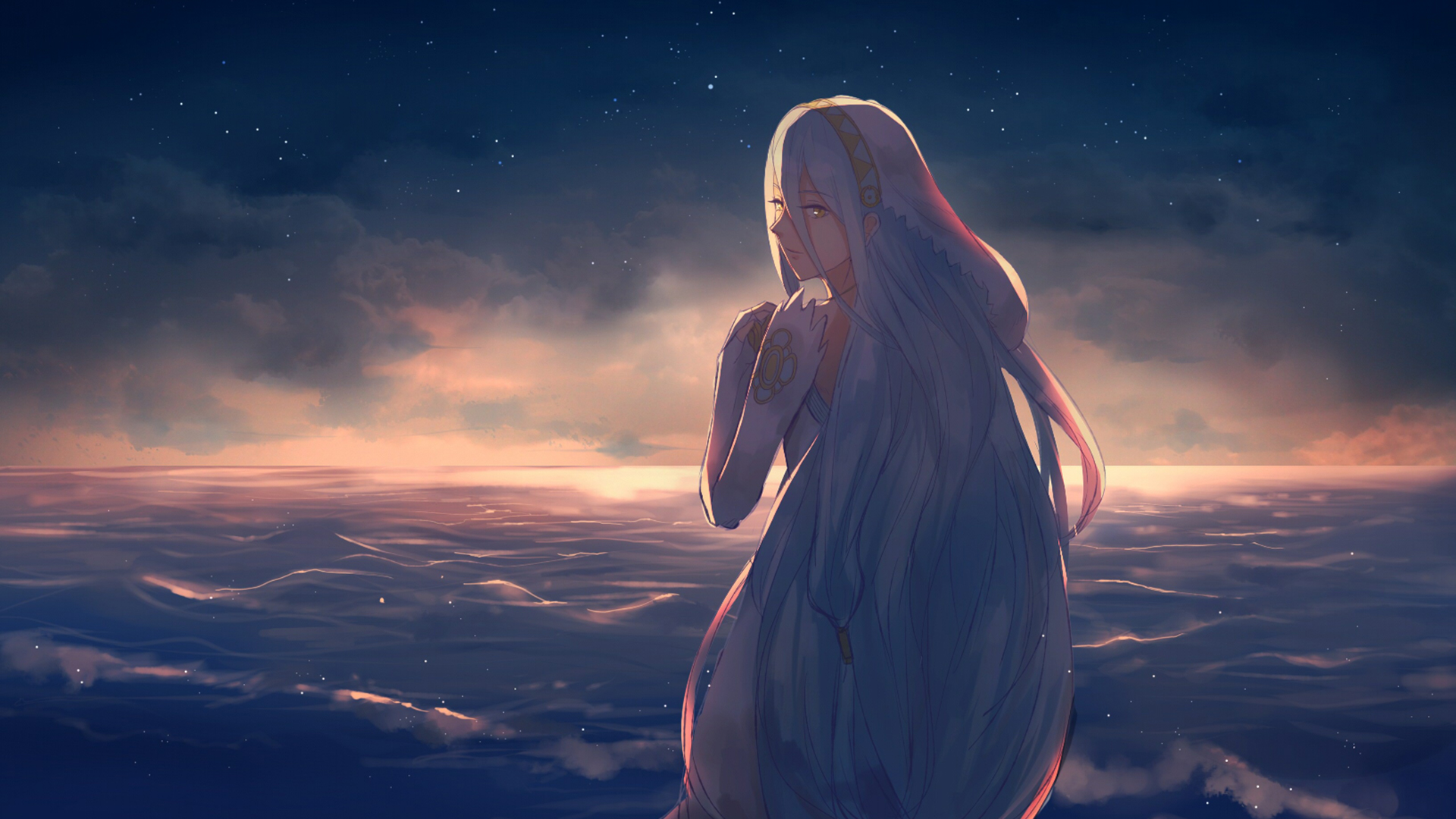Azura from Fire Emblem Fates by the sea HD Wallpaper
