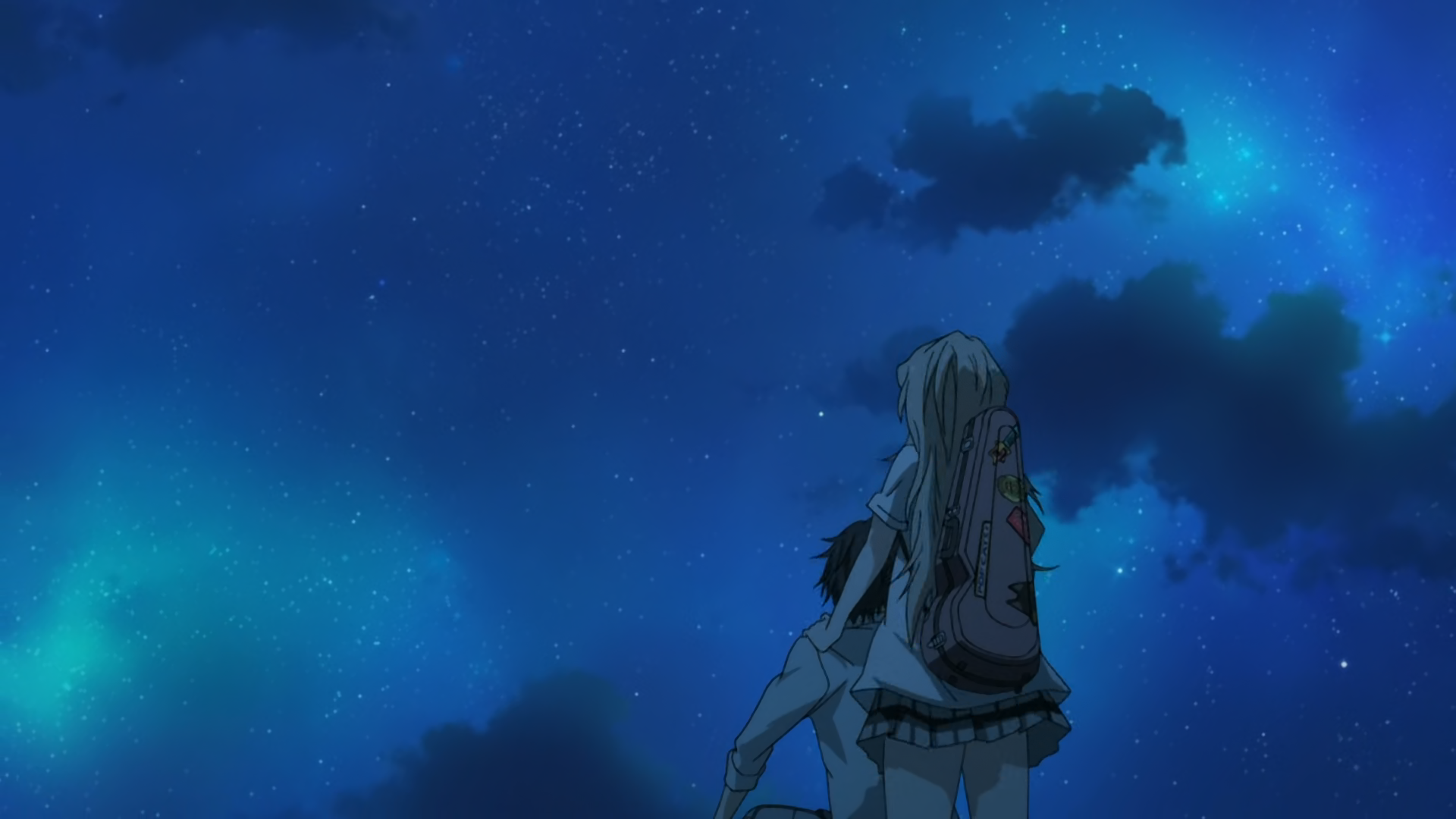 Kaori Miyazono and Kousei Arima under the stars HD Wallpaper