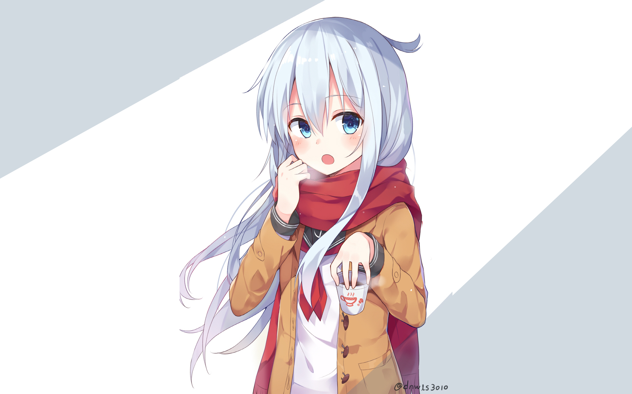 Hibiki from Kantai Collection holding a cup HD Wallpaper