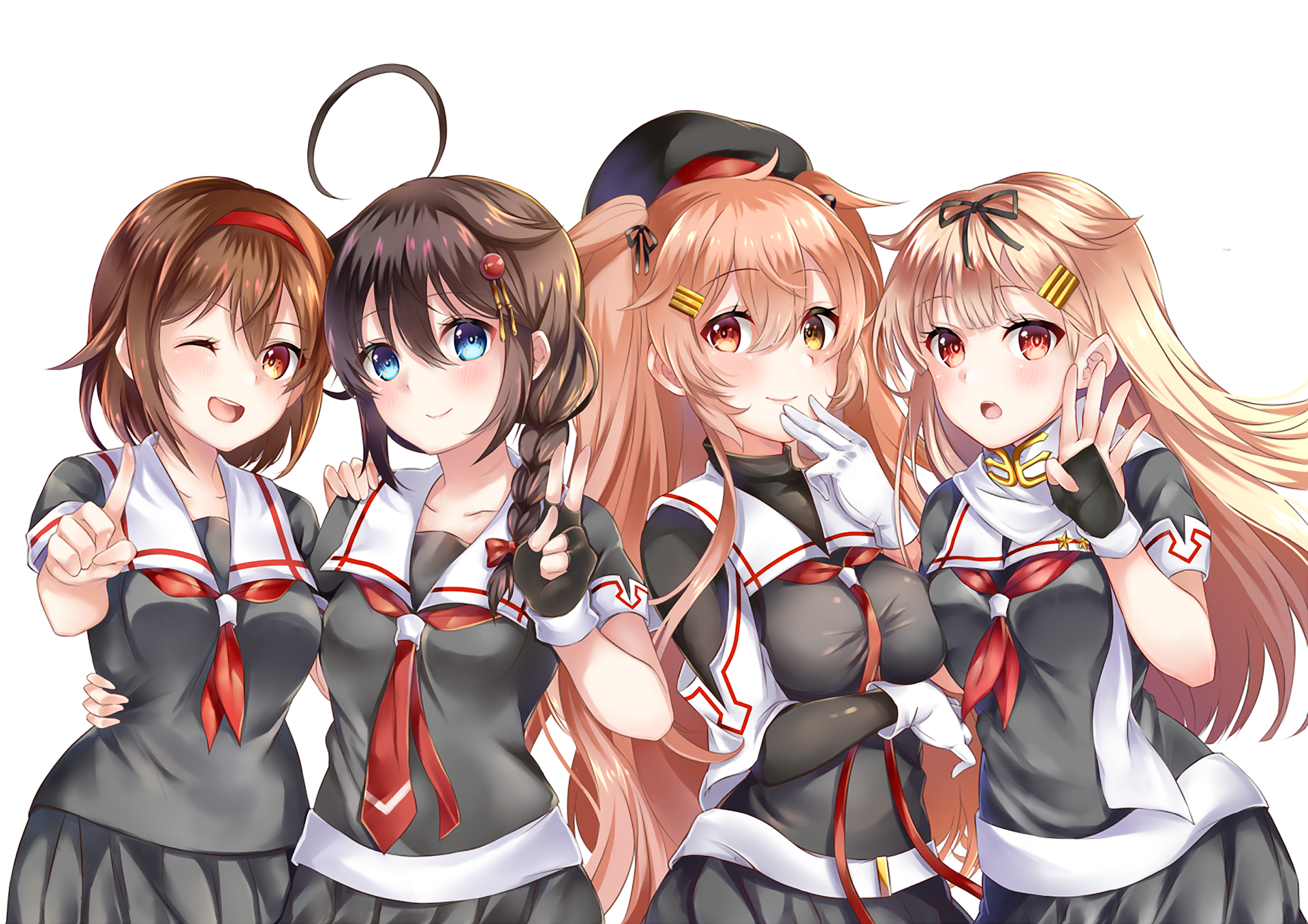 Shiratsuyu, Shigure, Yuudachi, and Murasame from Kancolle HD Wallpaper
