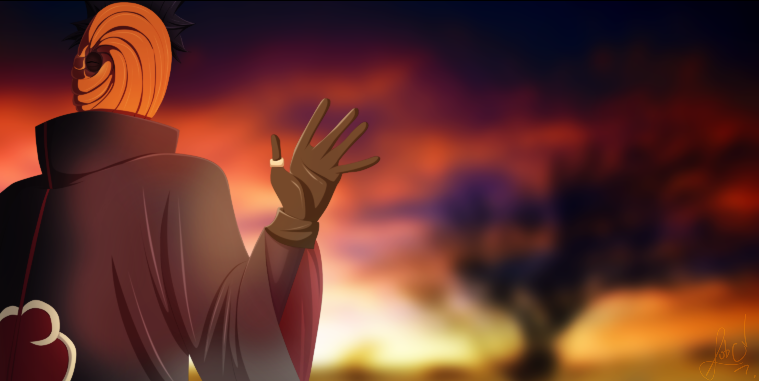 Obito Uchiha Silhouette at Sunset HD Wallpaper