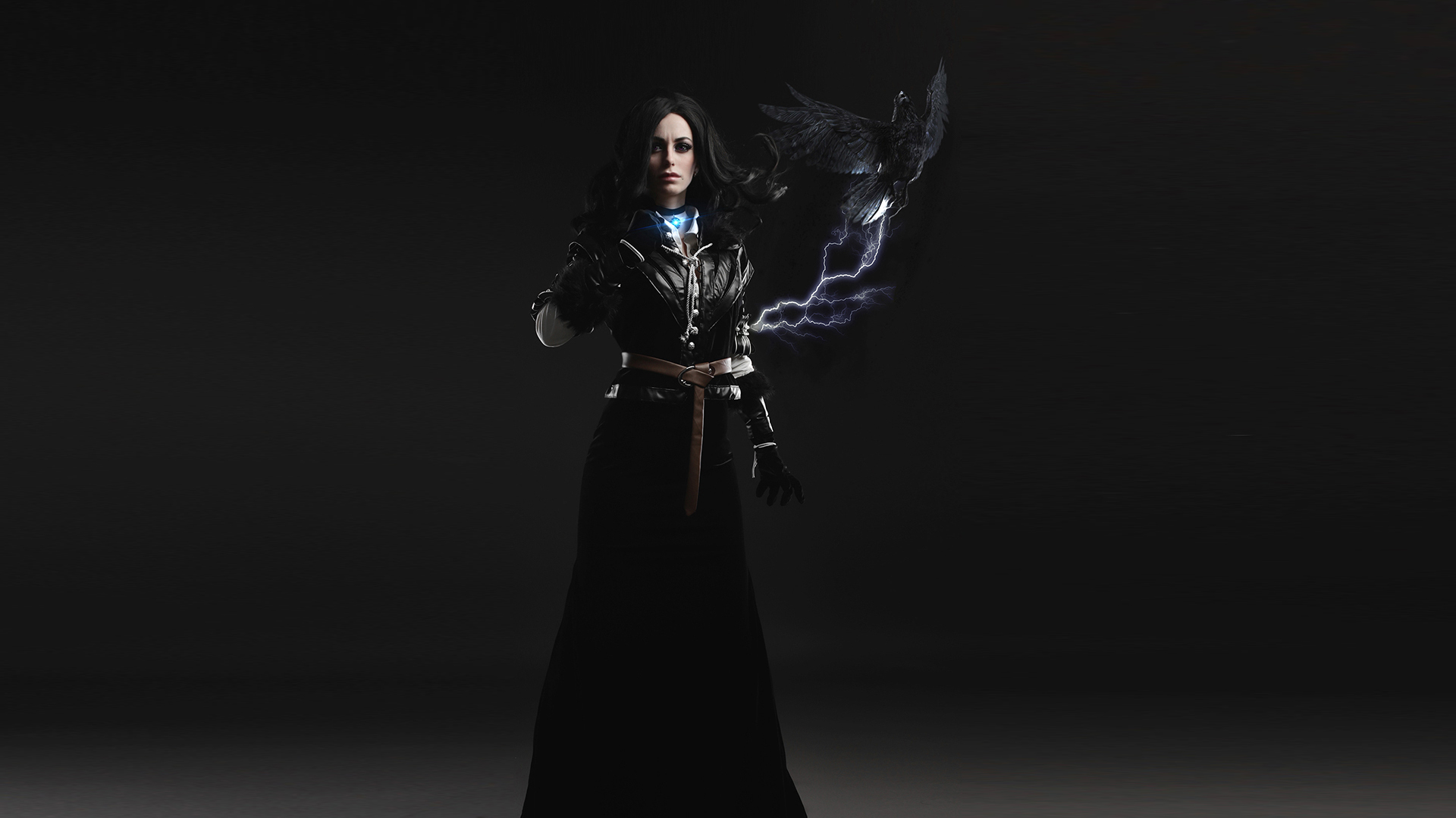 Yennefer of Vengerberg with a raven and lightning HD Wallpaper