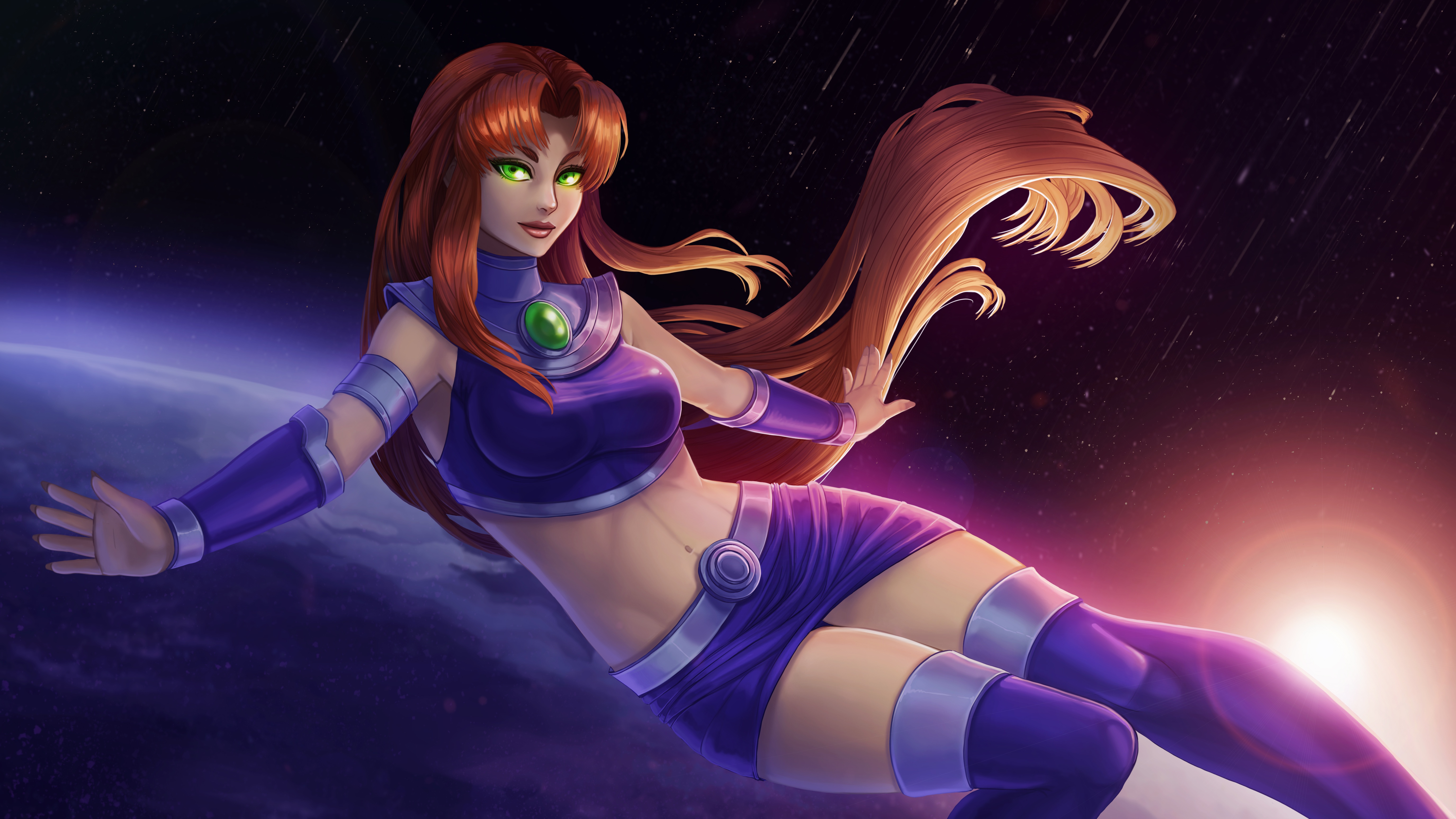 Starfire from DC Comics in space HD Wallpaper