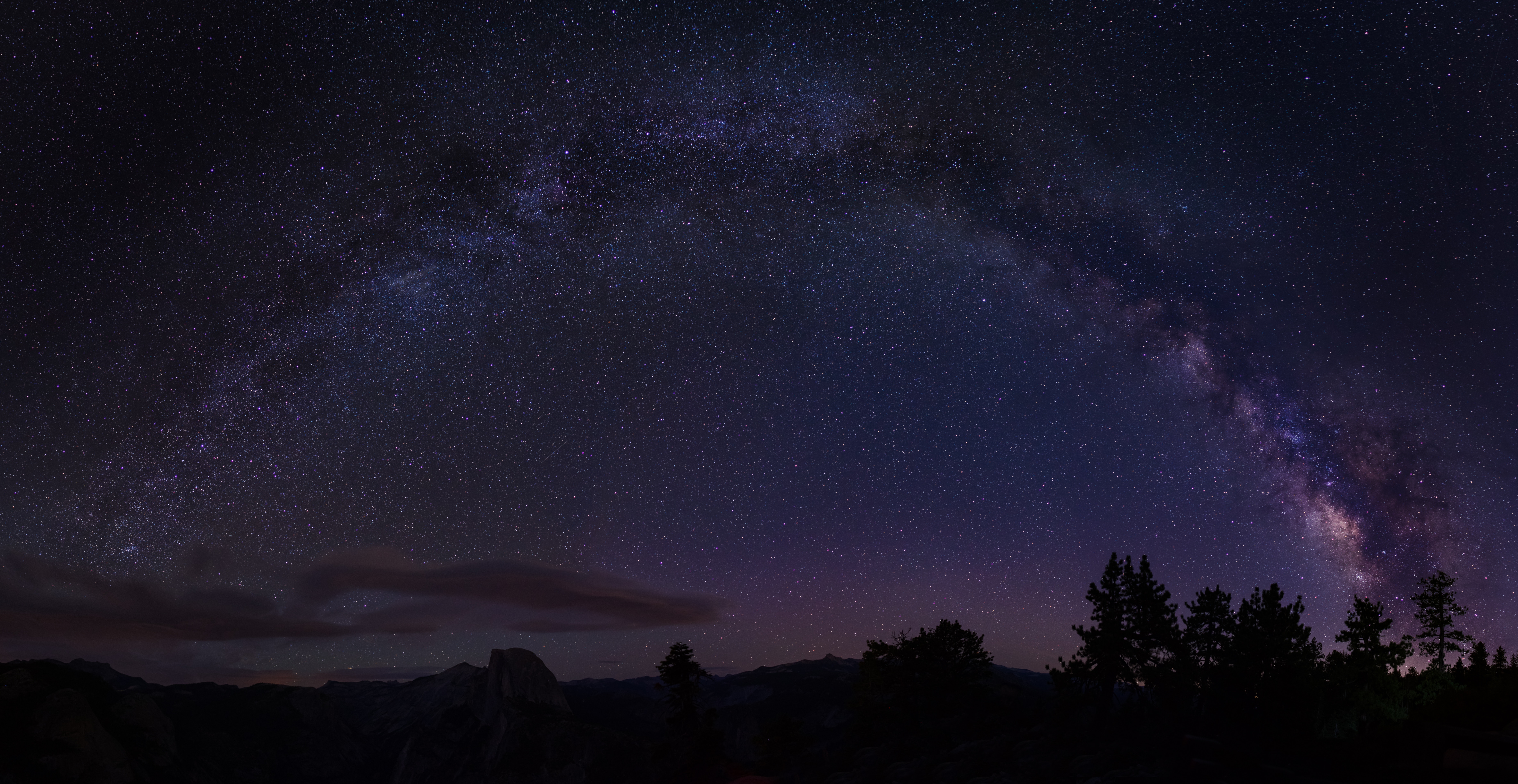 Milky Way Galaxy over Yosemite National Park at Night HD Wallpaper