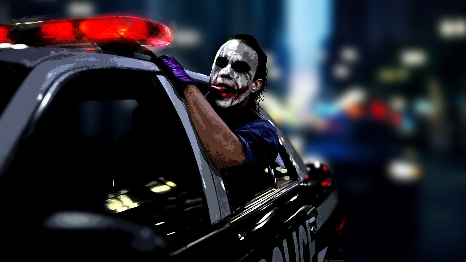 Joker in a police car HD Wallpaper