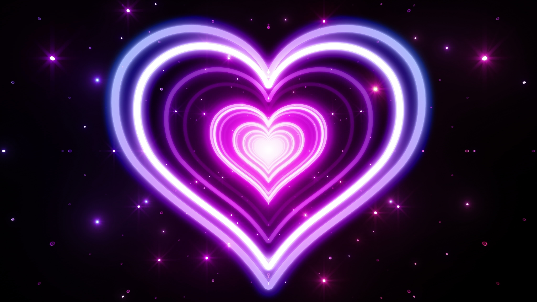 Neon heart tunnel with sparkles HD Wallpaper