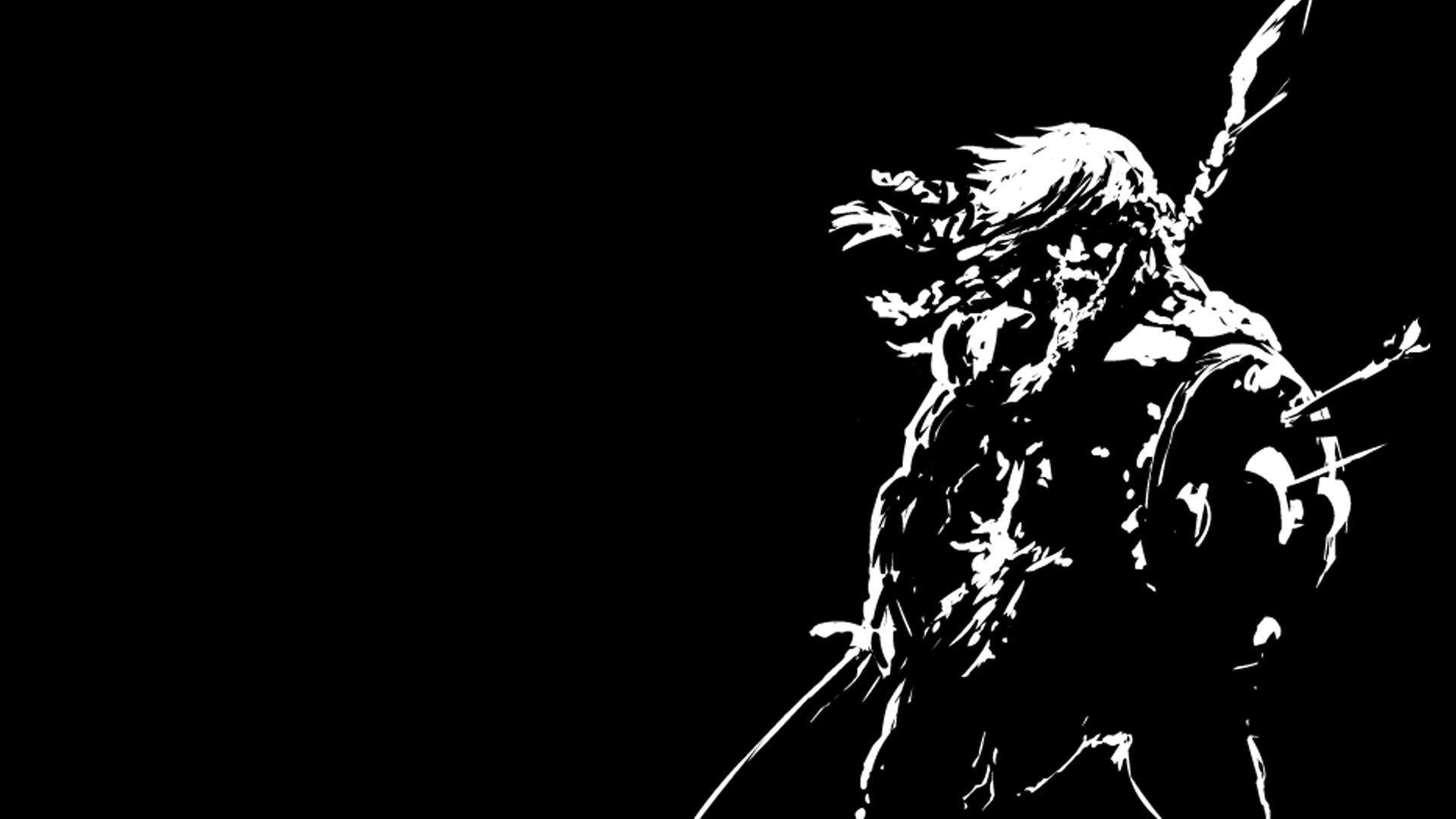 Viking warrior with spear and sword HD Wallpaper