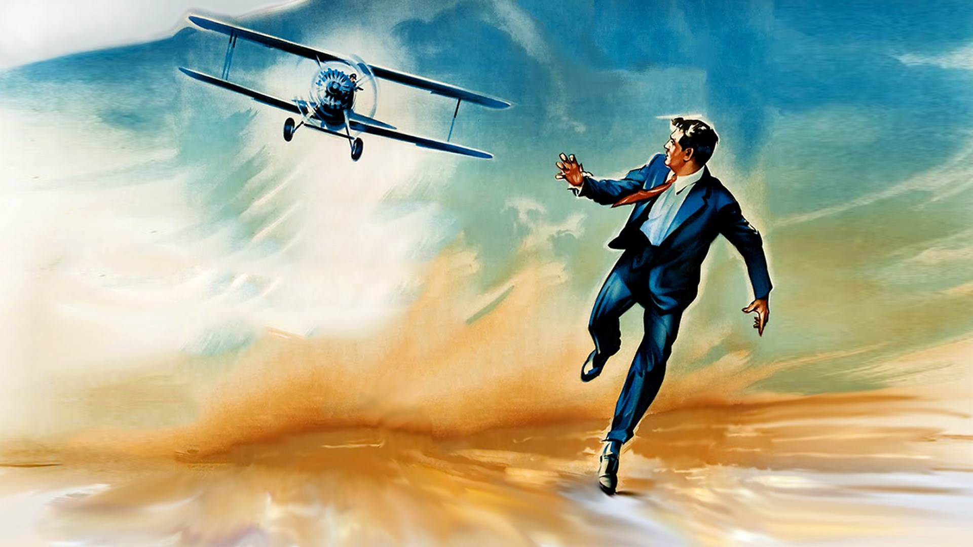 Man running from airplane in North by Northwest HD Wallpaper