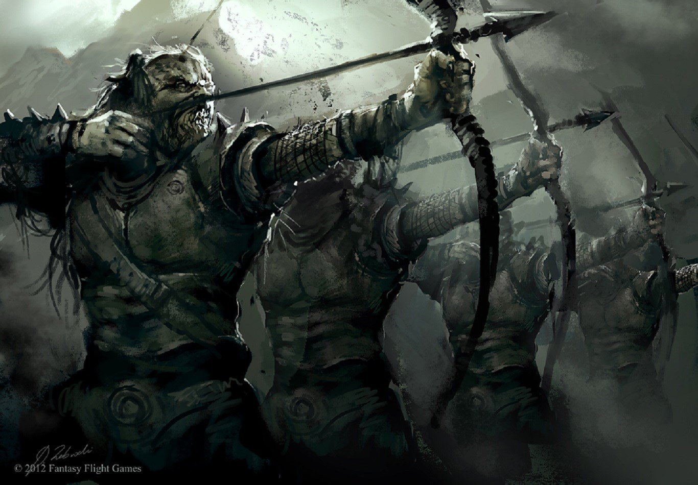 Orc archers drawing bows in a battle HD Wallpaper