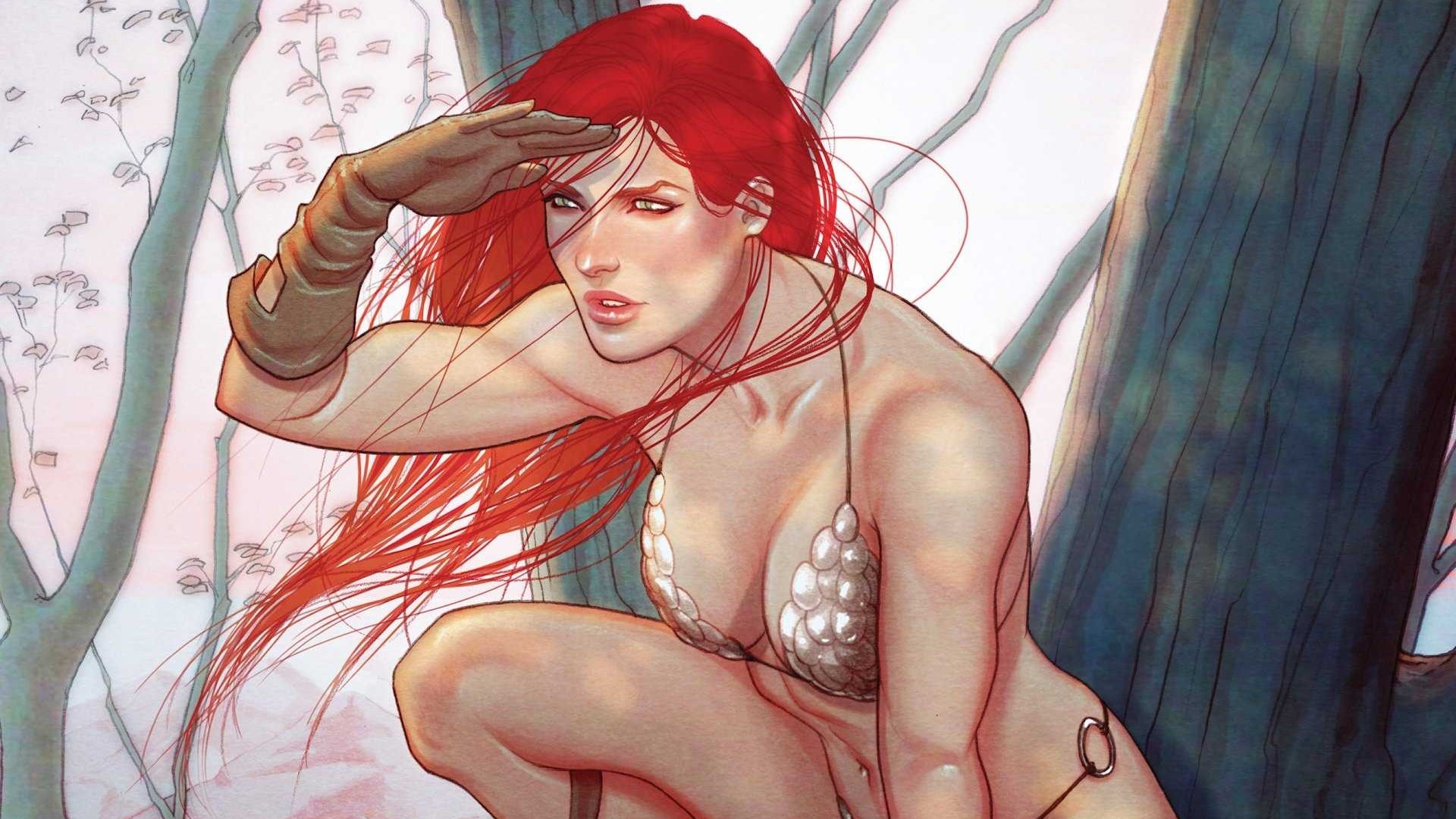 Red Sonja in a forest HD Wallpaper