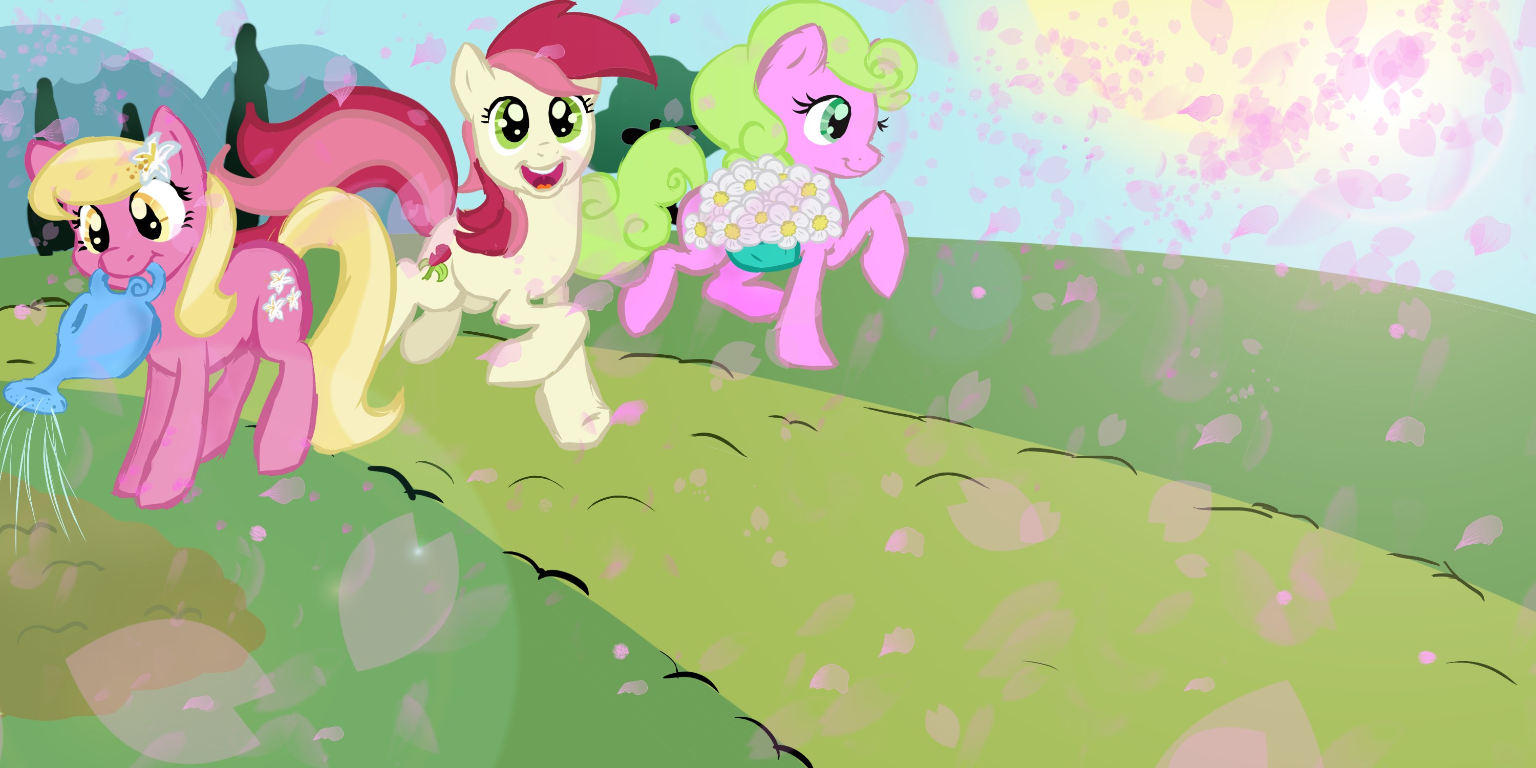 My Little Pony: Friendship is Magic - Three Ponies Watering Plants HD Wallpaper
