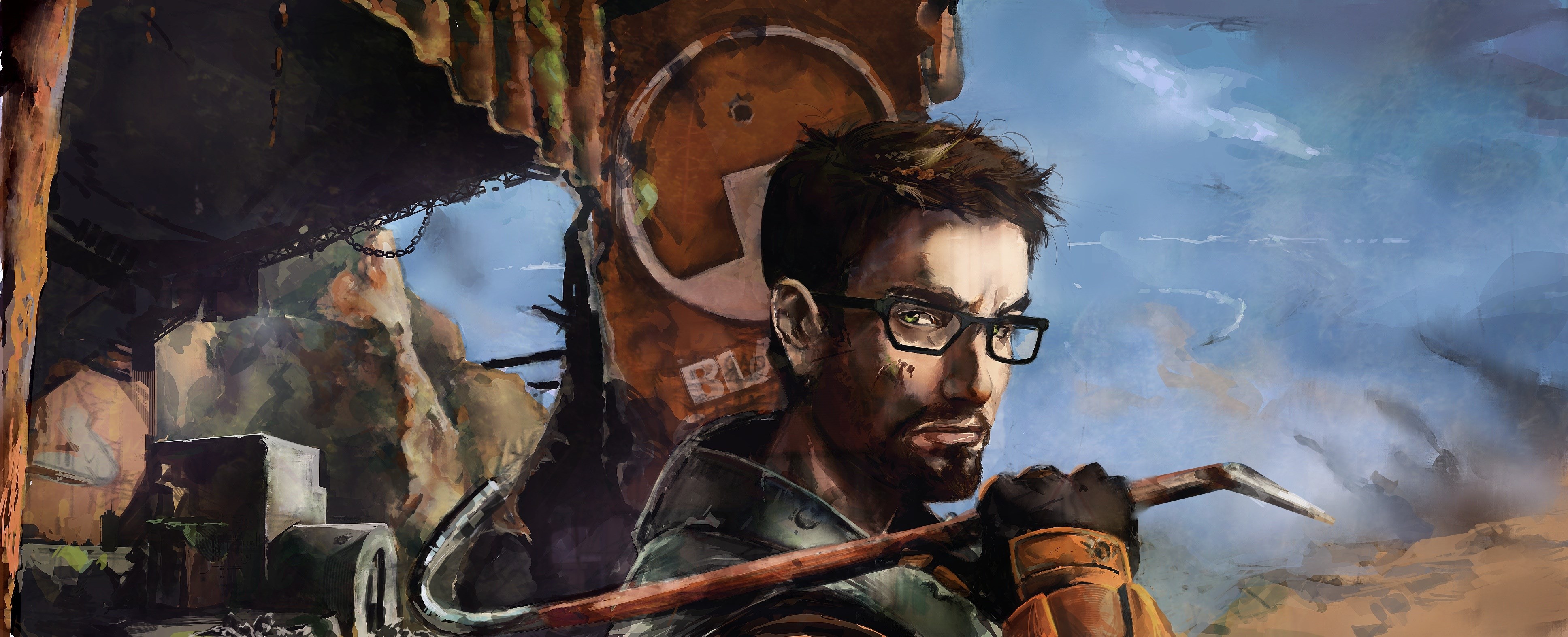 Gordon Freeman from Half-Life holding a crowbar HD Wallpaper