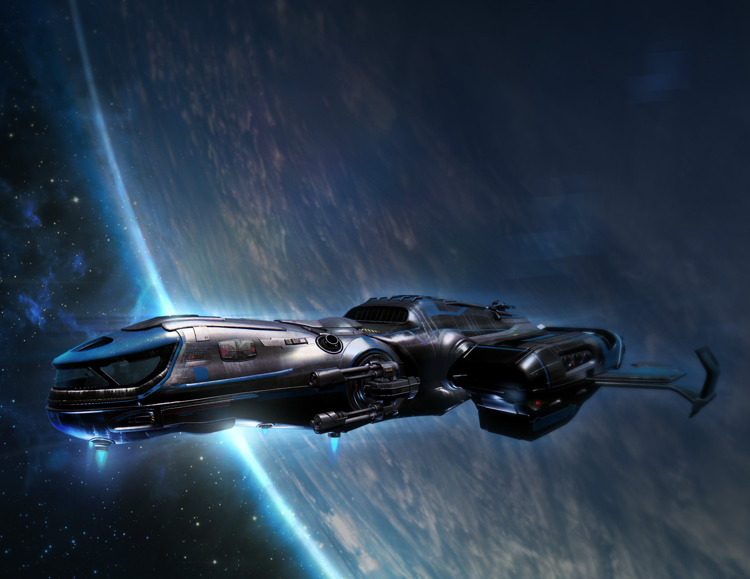 Star Citizen spaceship flying near planet HD Wallpaper