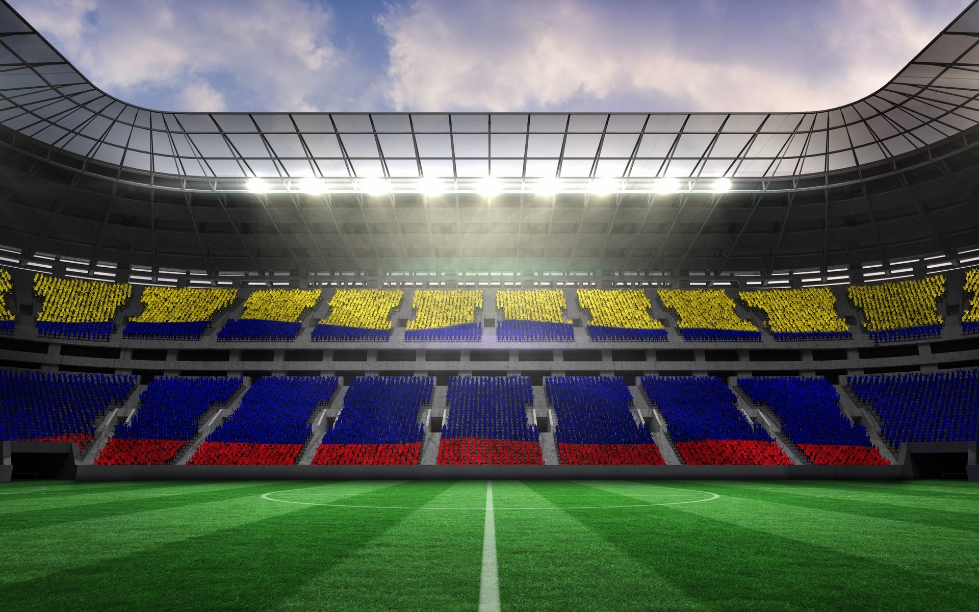 Colombian flag in a soccer stadium HD Wallpaper