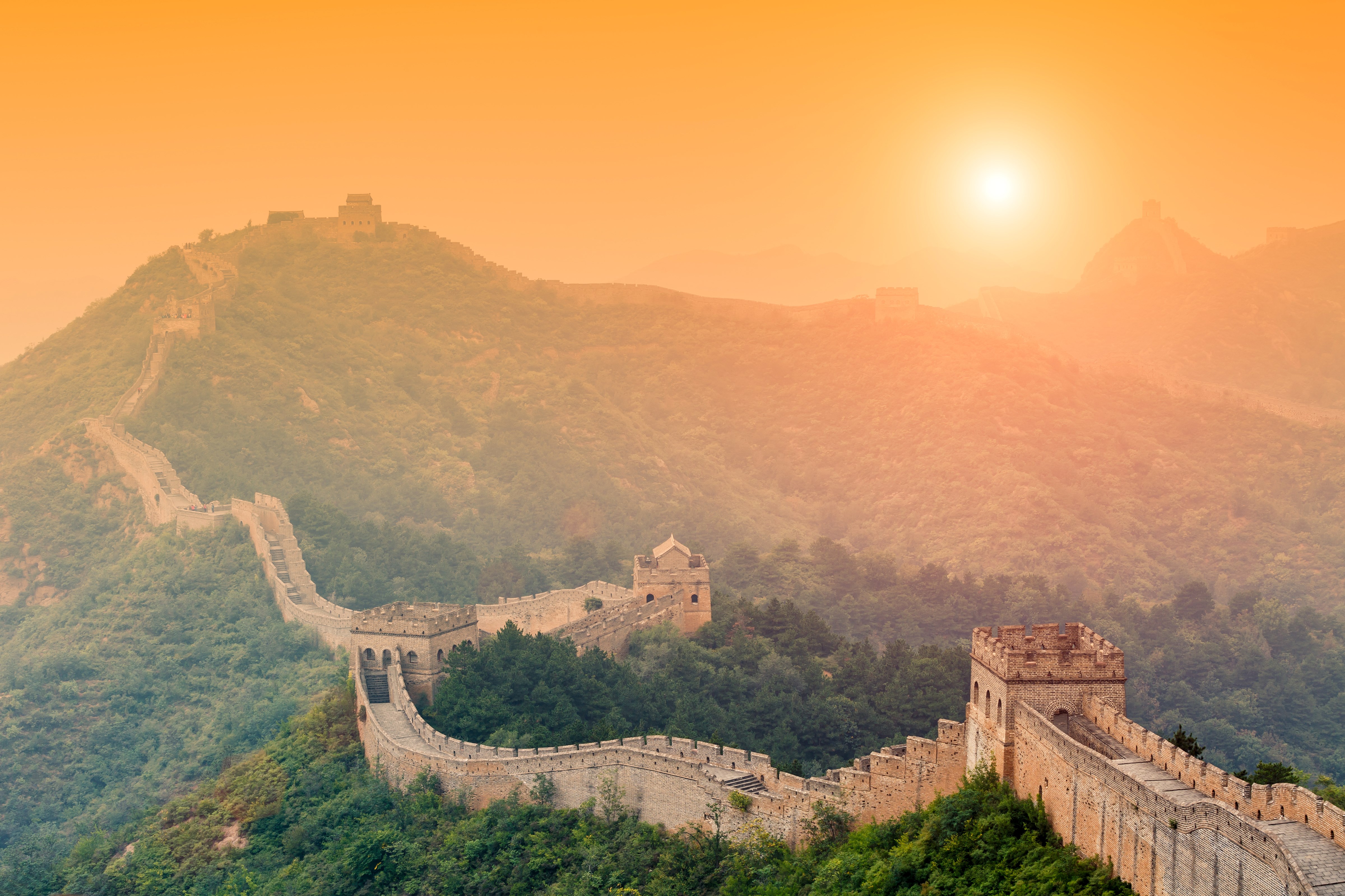 Great Wall of China at Sunset HD Wallpaper