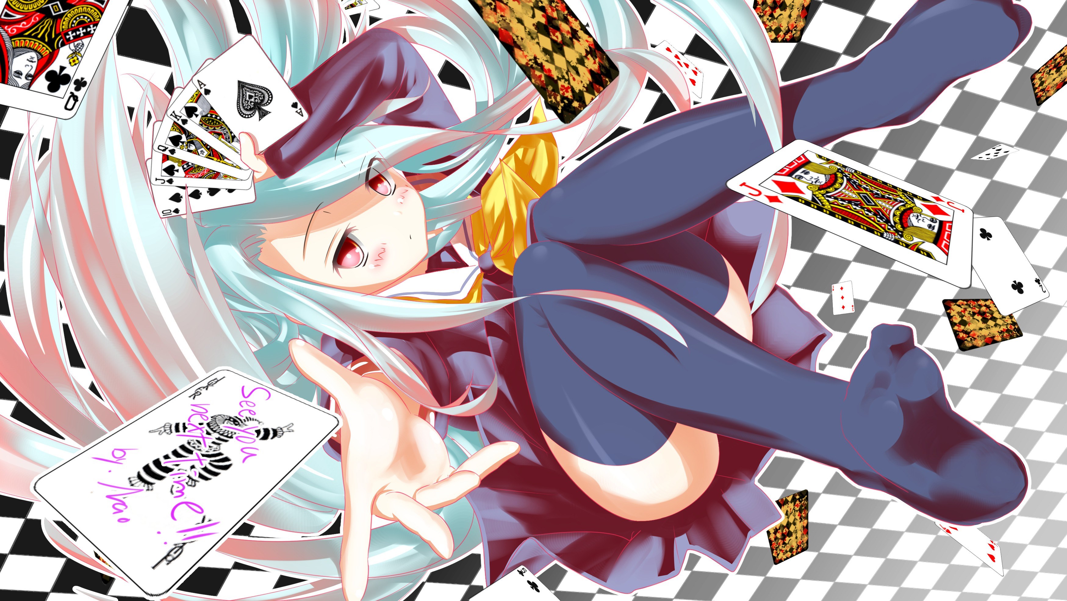 Shiro from No Game No Life with playing cards HD Wallpaper