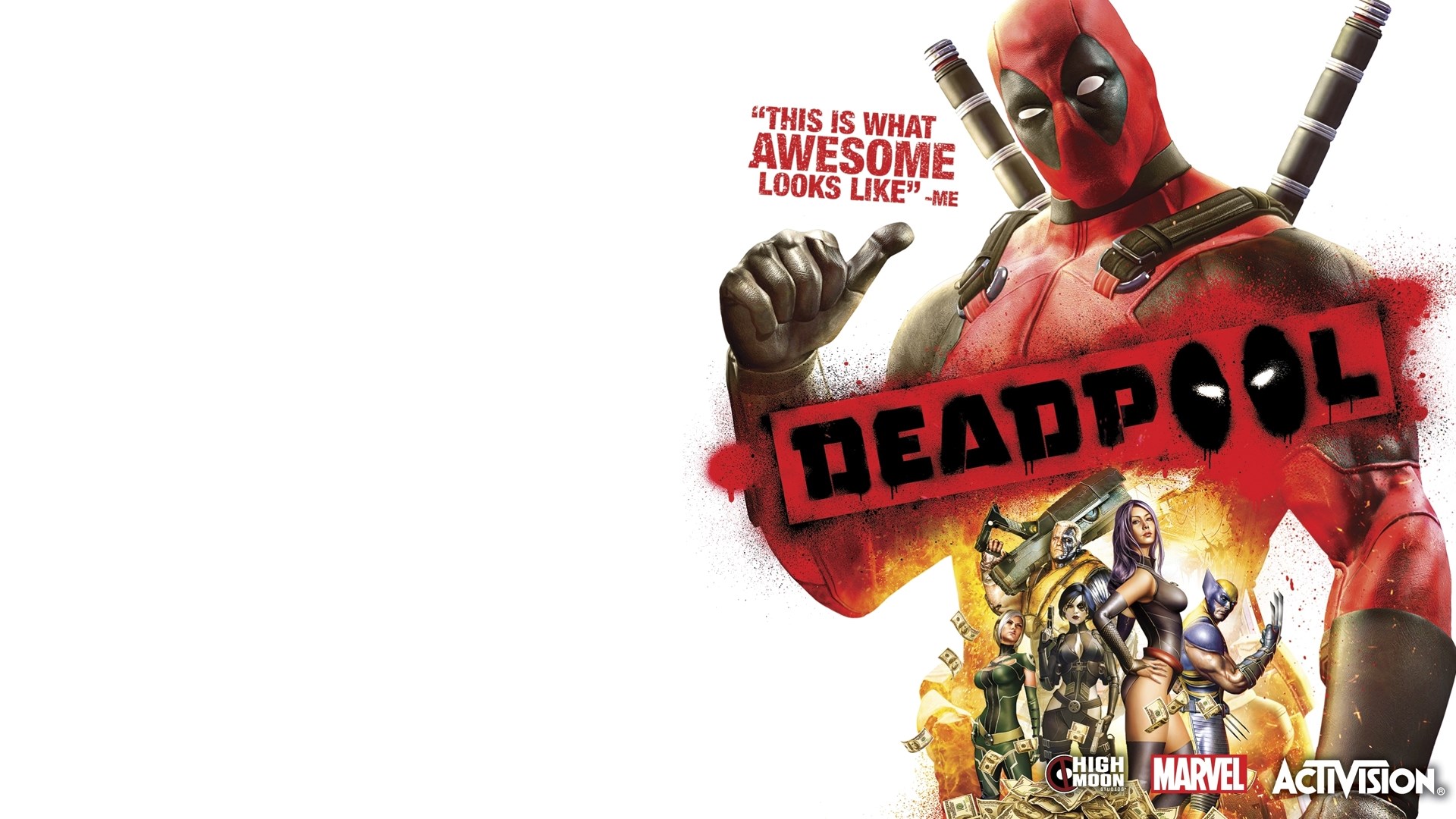 Deadpool video game cover art with characters HD Wallpaper