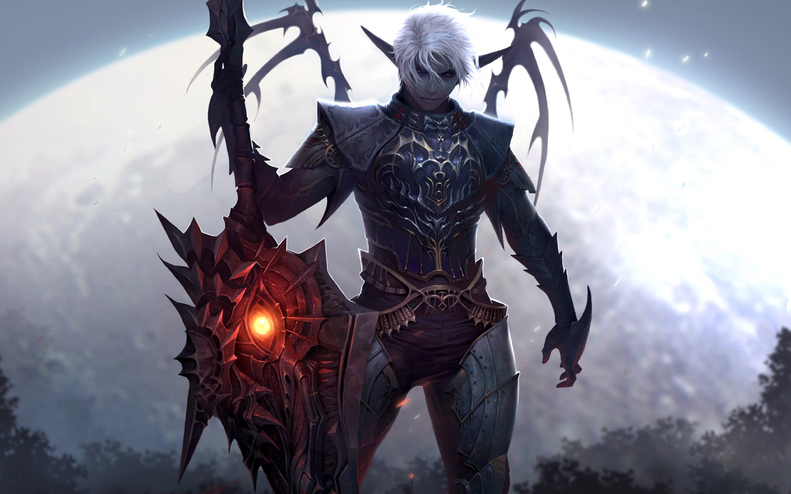 Dark Elf Warrior with Dragon Sword in Lineage II HD Wallpaper