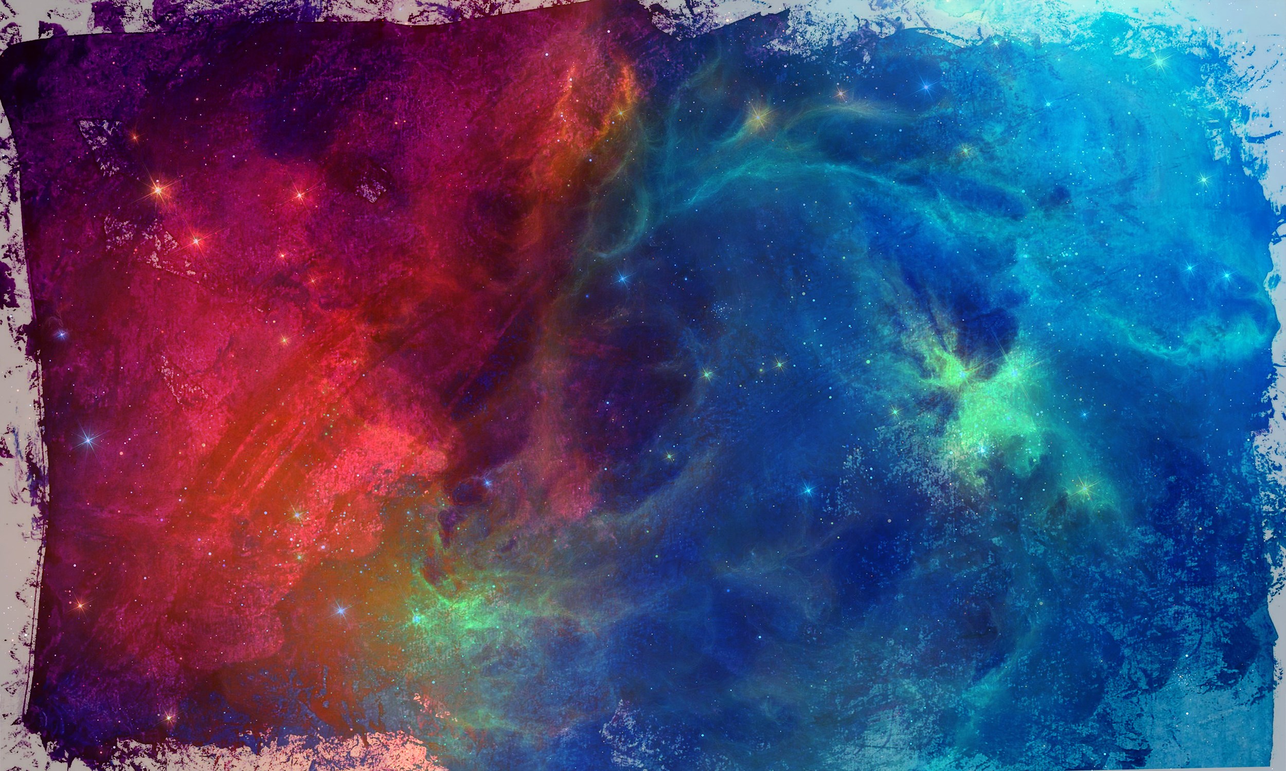 Watercolor Galaxy with Stars and Nebulae HD Wallpaper