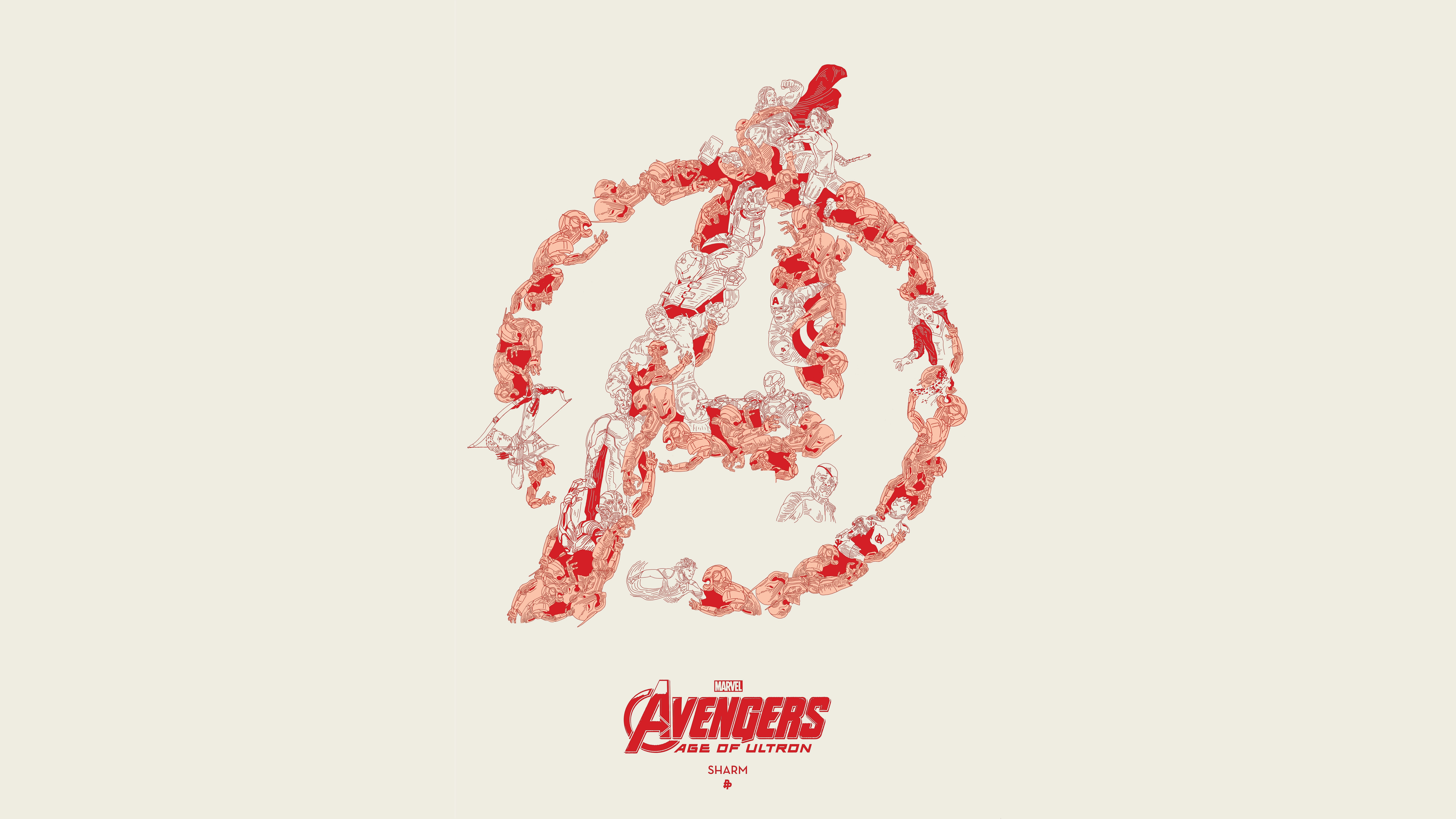 Avengers Age of Ultron logo made of characters HD Wallpaper