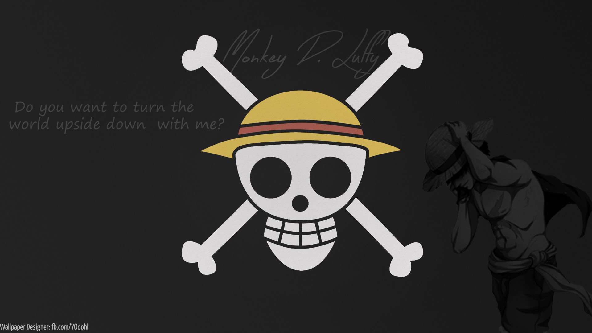 Monkey D. Luffy from One Piece with Jolly Roger HD Wallpaper