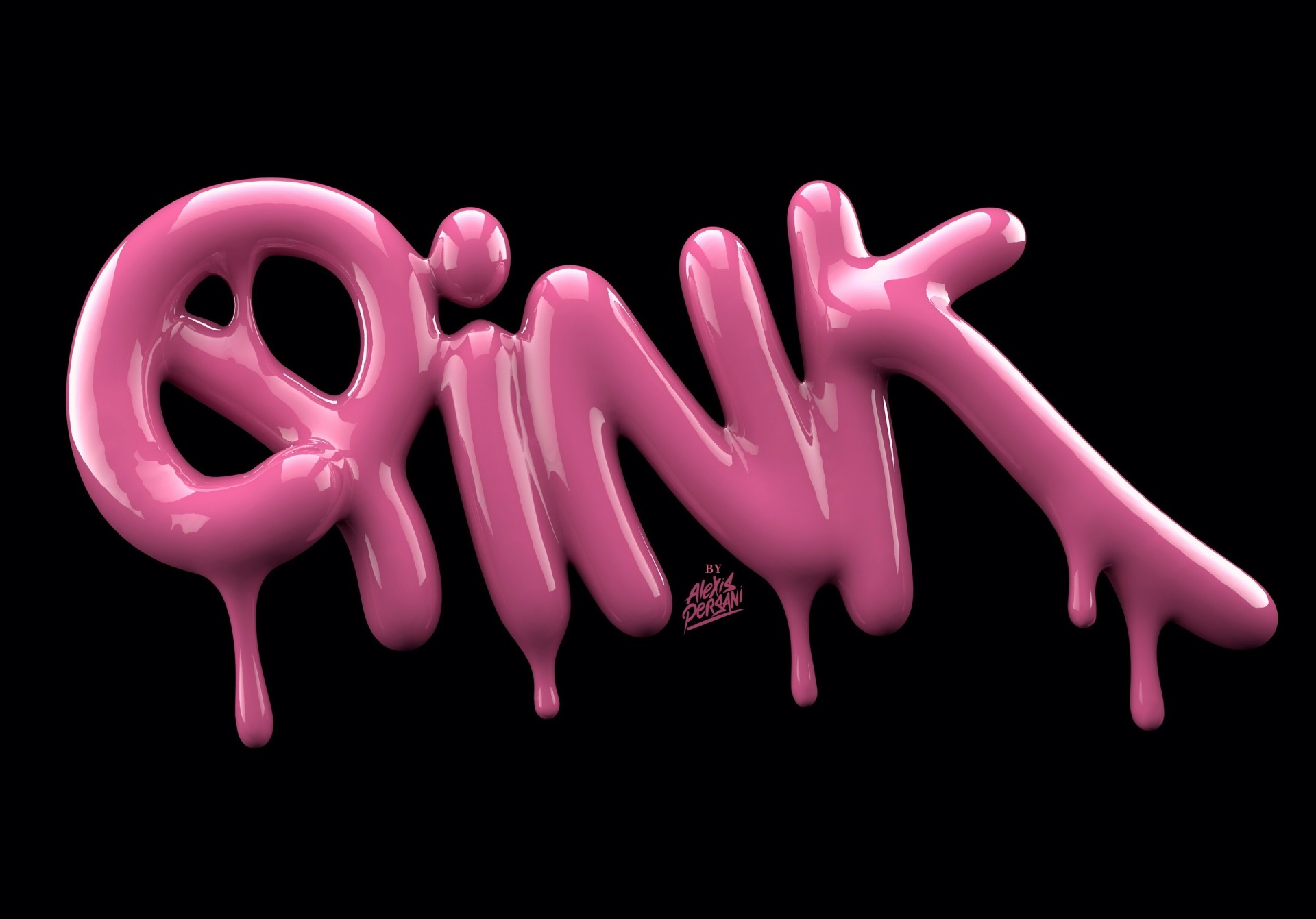 Pink dripping typography by Alex Persiani HD Wallpaper