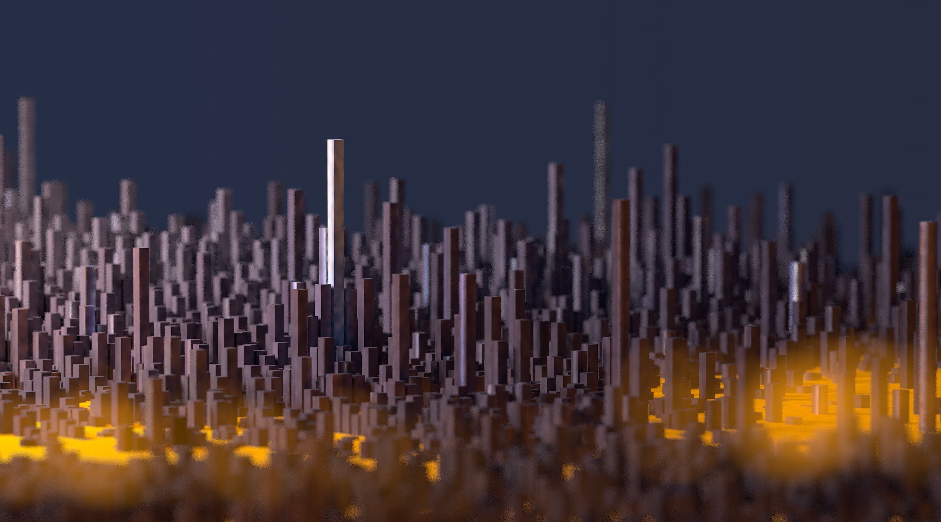 Abstract cityscape with glowing orange base HD Wallpaper