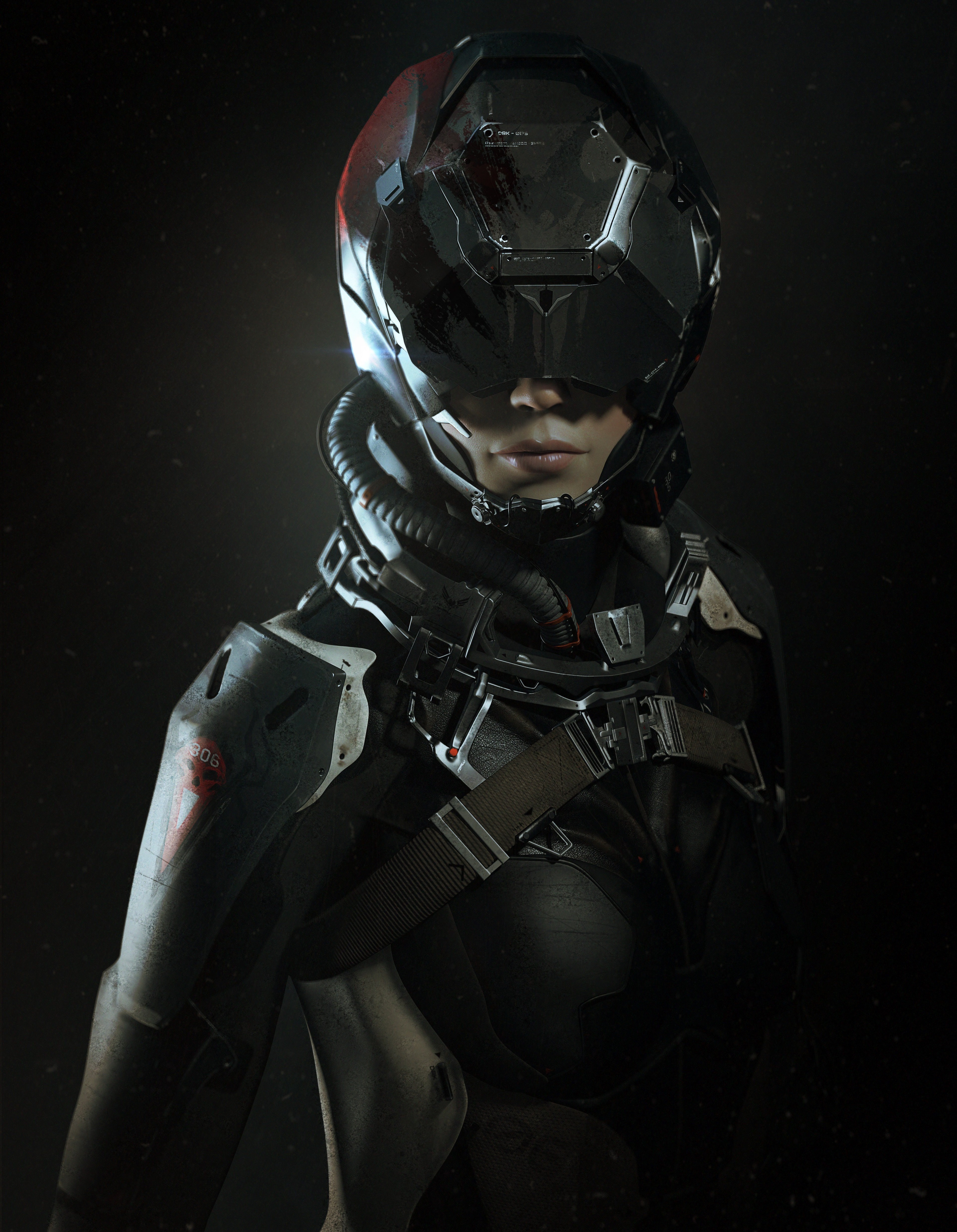 Eve Valkyrie pilot in futuristic armor HD Wallpaper