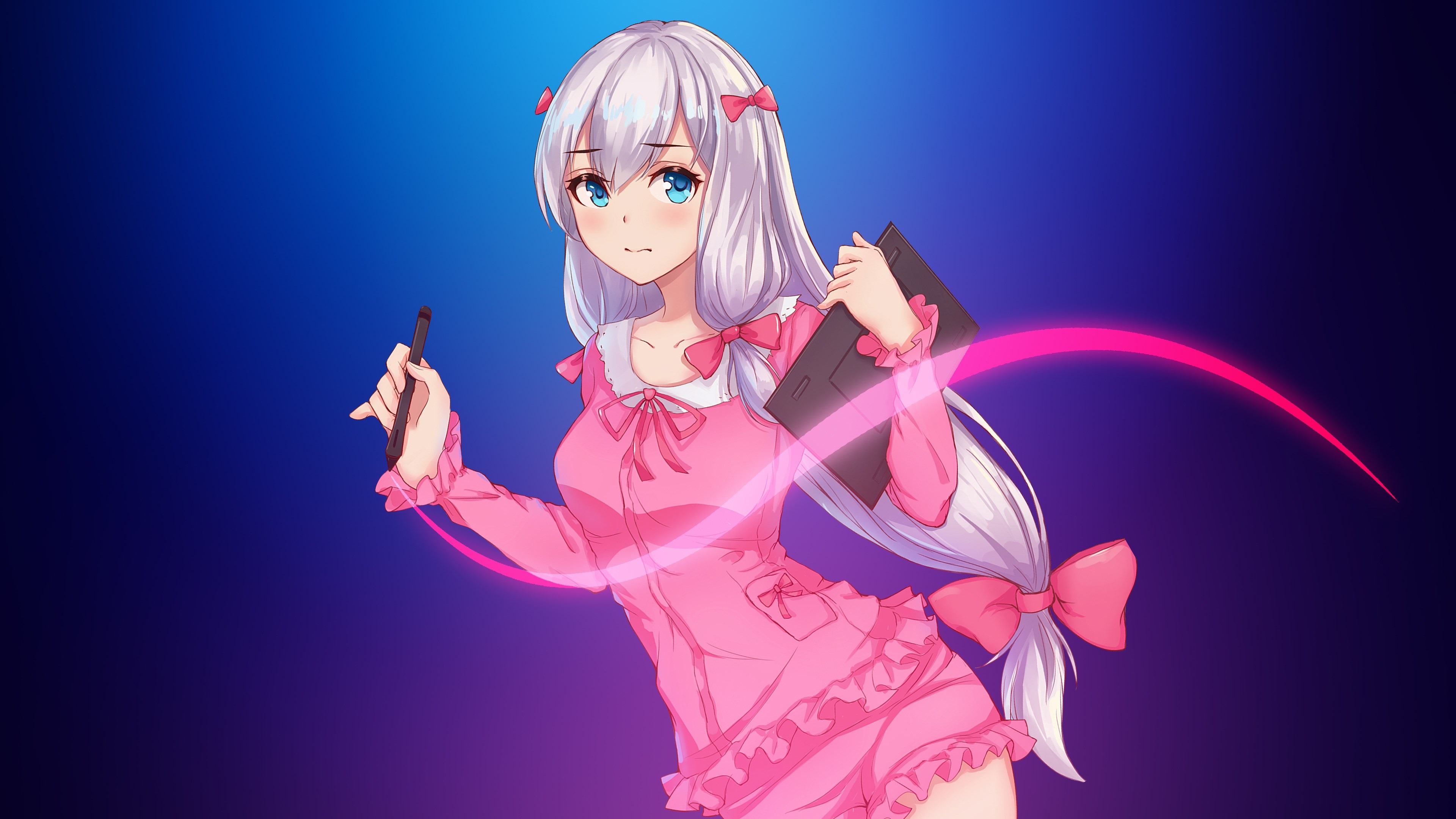 Izumi Sagiri with drawing tablet HD Wallpaper