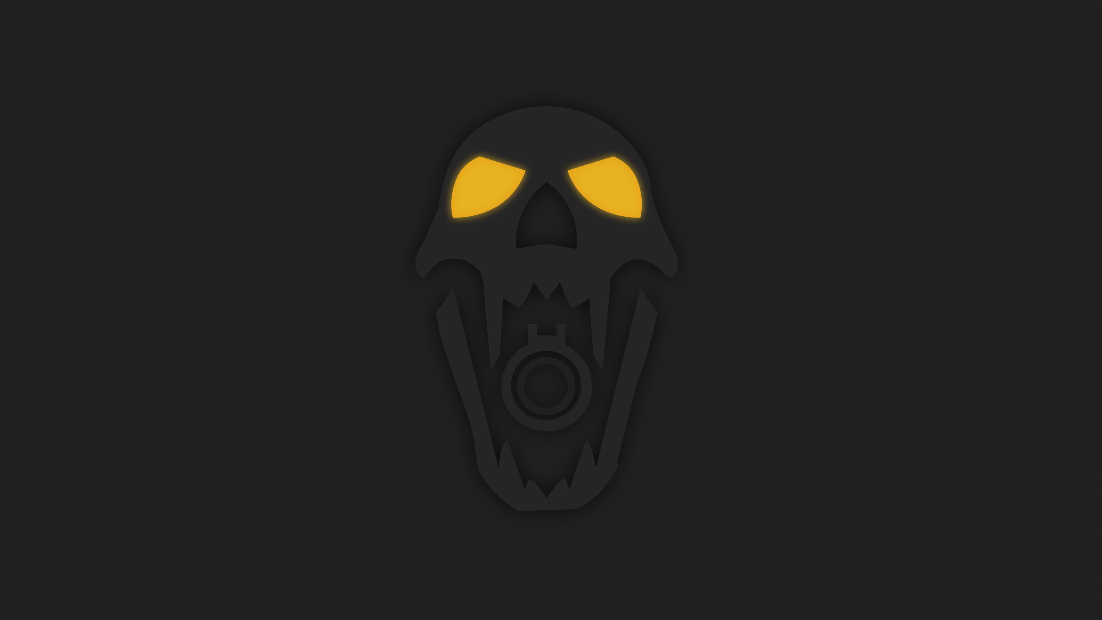 Skull with glowing eyes and grenade HD Wallpaper