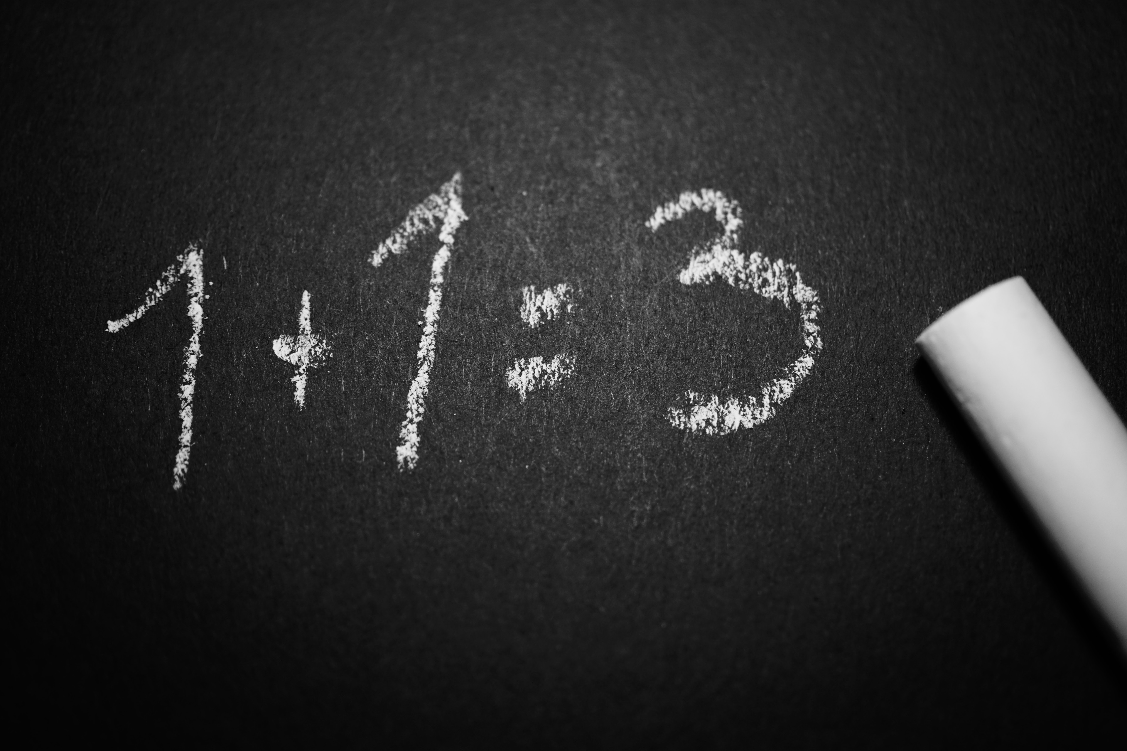 1+1=3 equation on blackboard with chalk HD Wallpaper