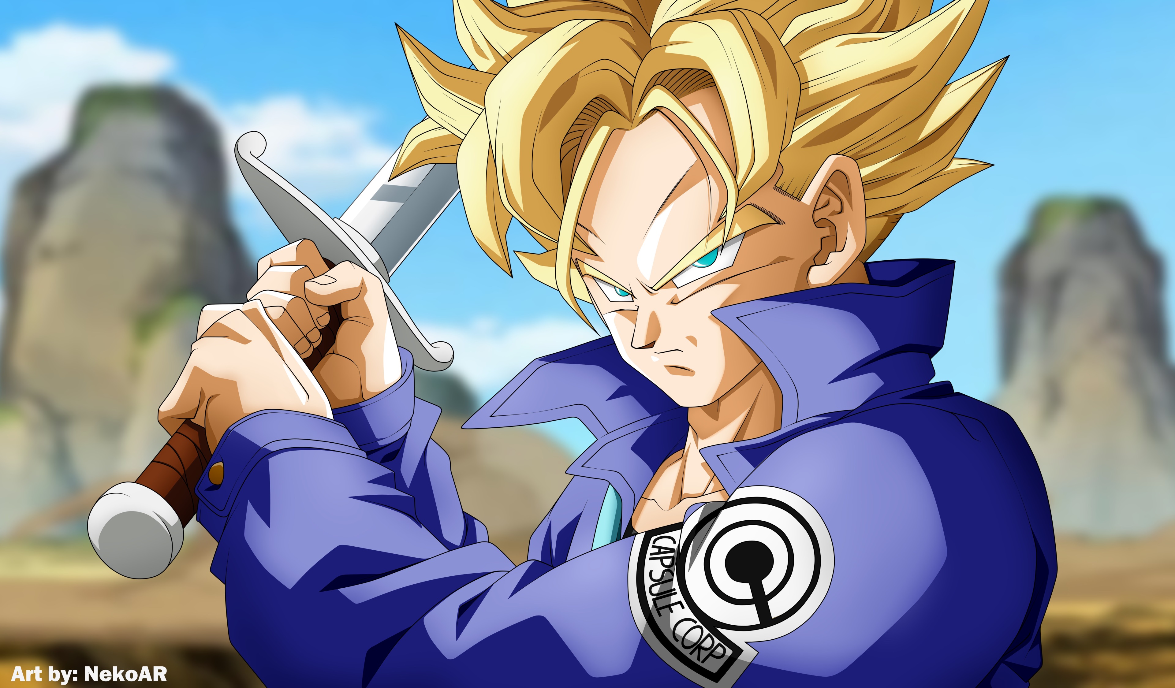 Trunks from Dragon Ball Z holding a sword HD Wallpaper