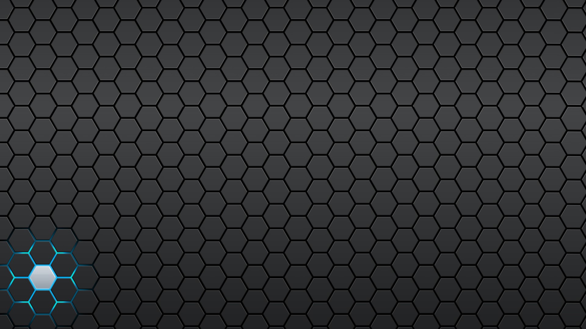 Gray hexagonal pattern with glowing center HD Wallpaper