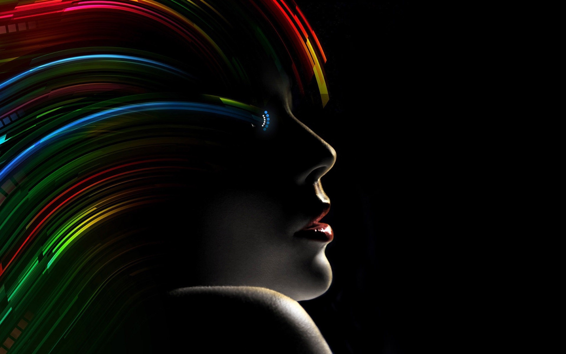 Abstract portrait of a woman with colorful streaks HD Wallpaper