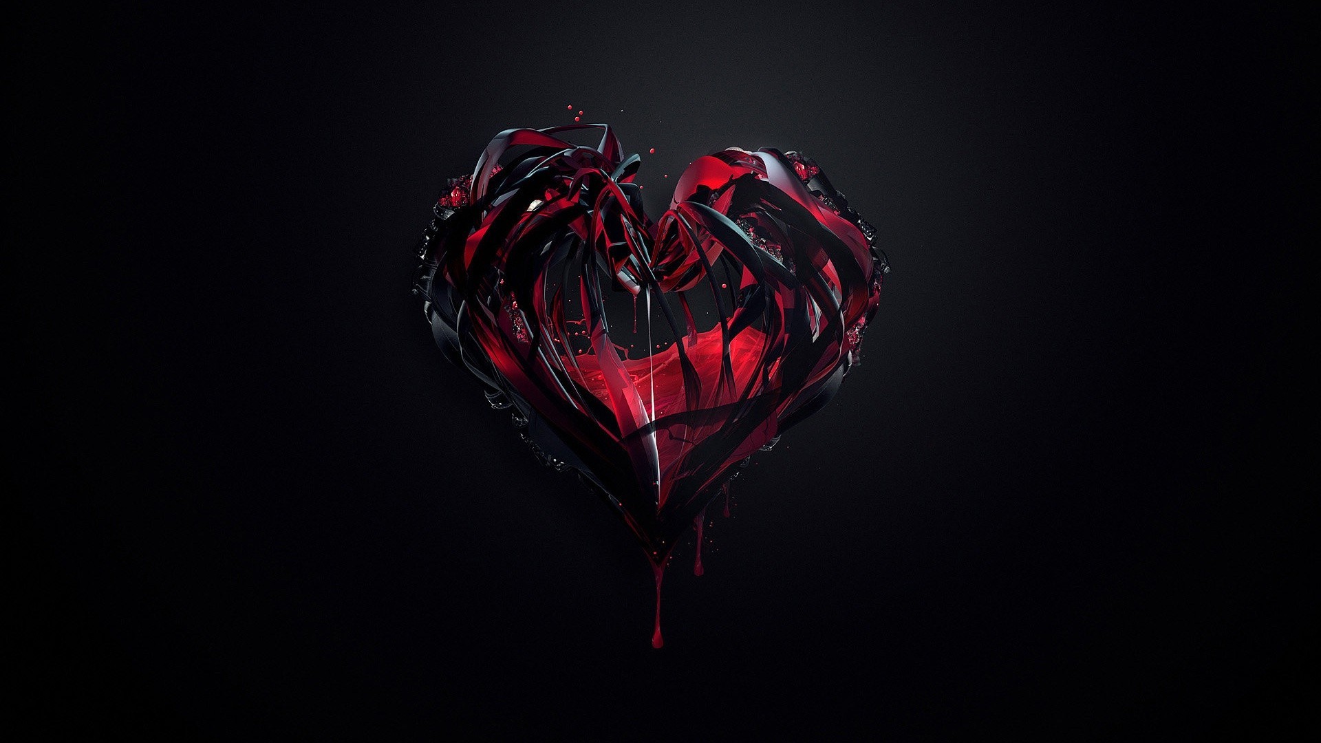 Abstract Red and Black Heart Artwork HD Wallpaper