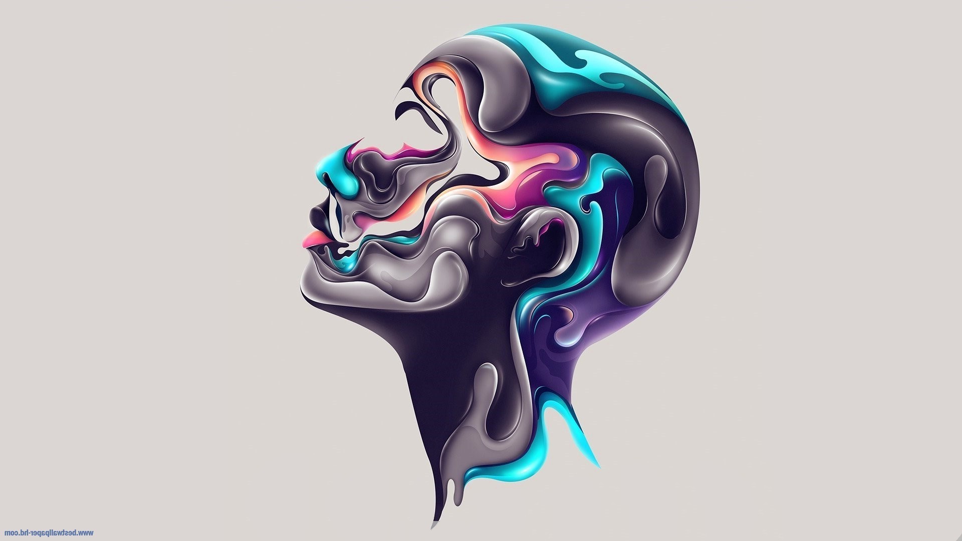 Abstract digital art of a distorted human face HD Wallpaper