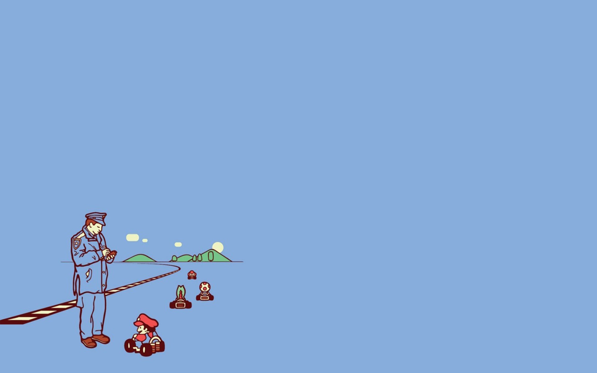 Mario from Mario Kart being ticketed by a police officer HD Wallpaper