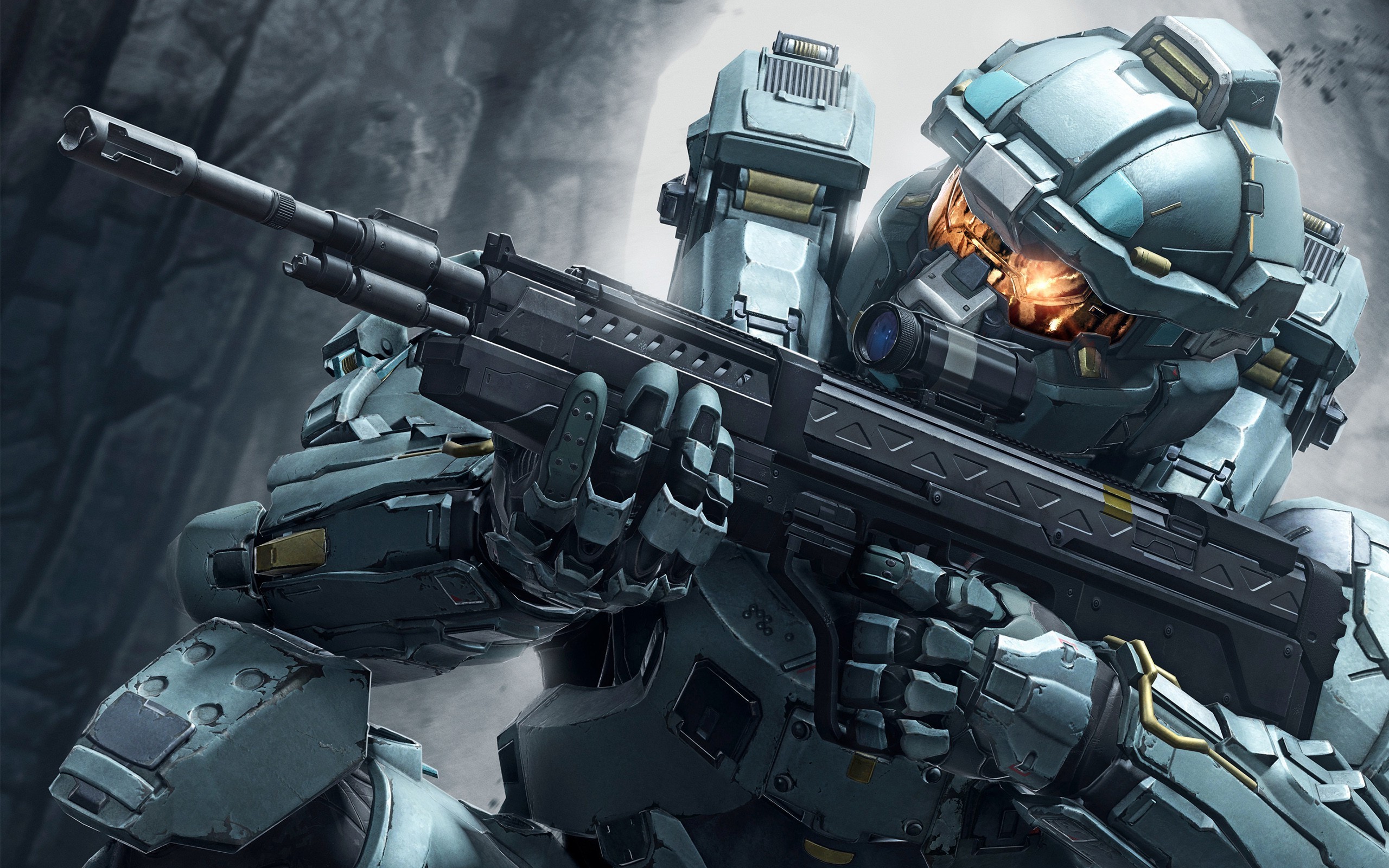 Spartan soldier from Halo 5 holding a rifle HD Wallpaper