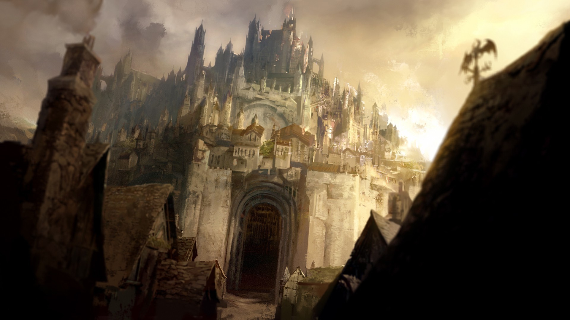 Guild Wars 2 castle concept art HD Wallpaper