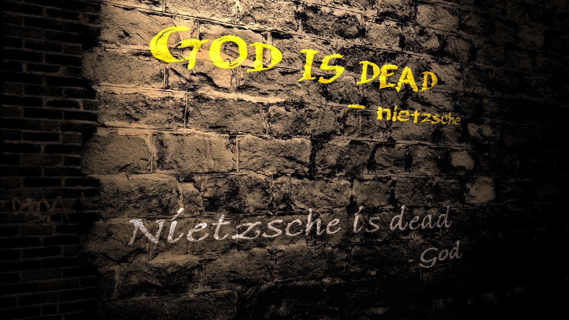God is Dead Nietzsche is Dead Quote on Brick Wall HD Wallpaper