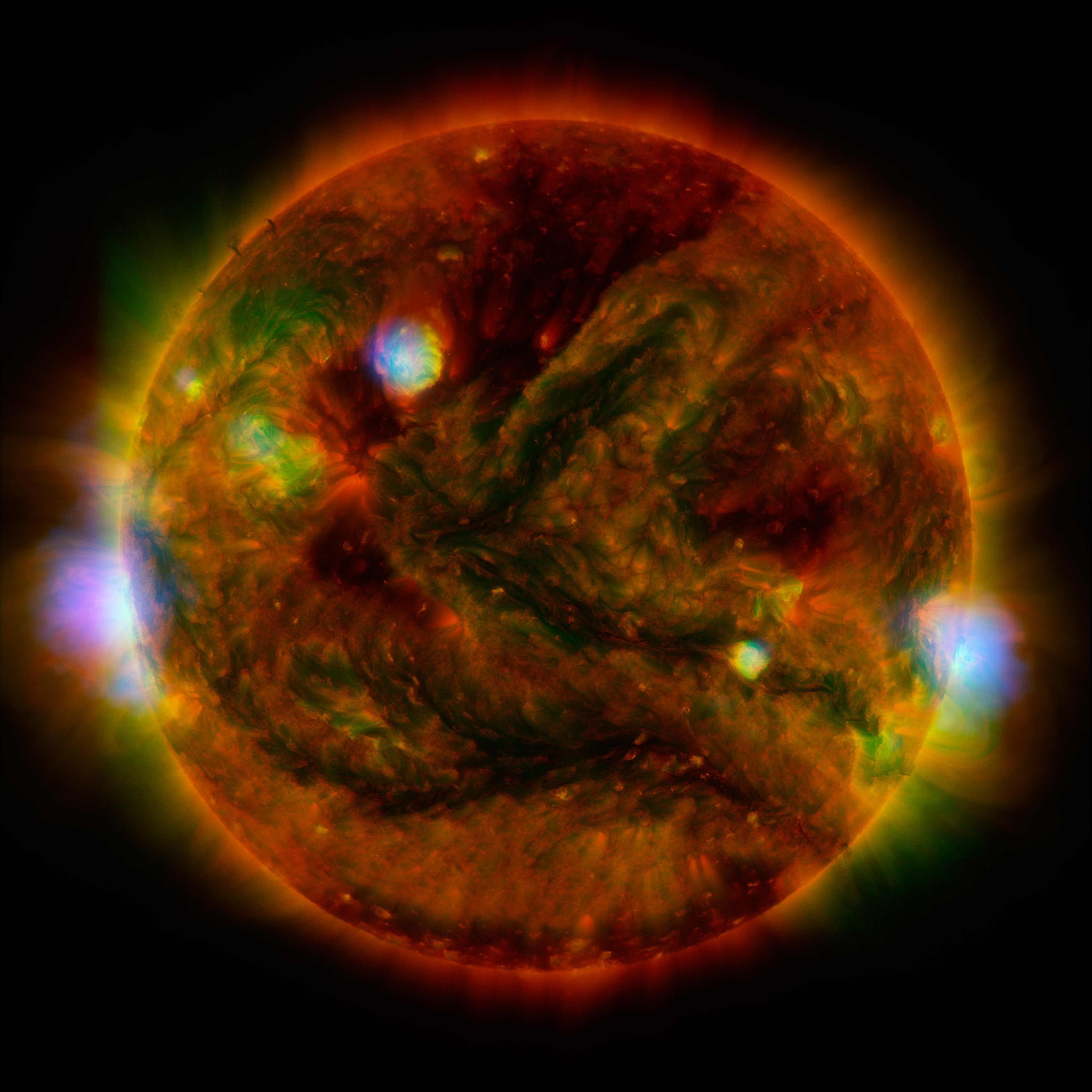 The Sun with solar flares HD Wallpaper