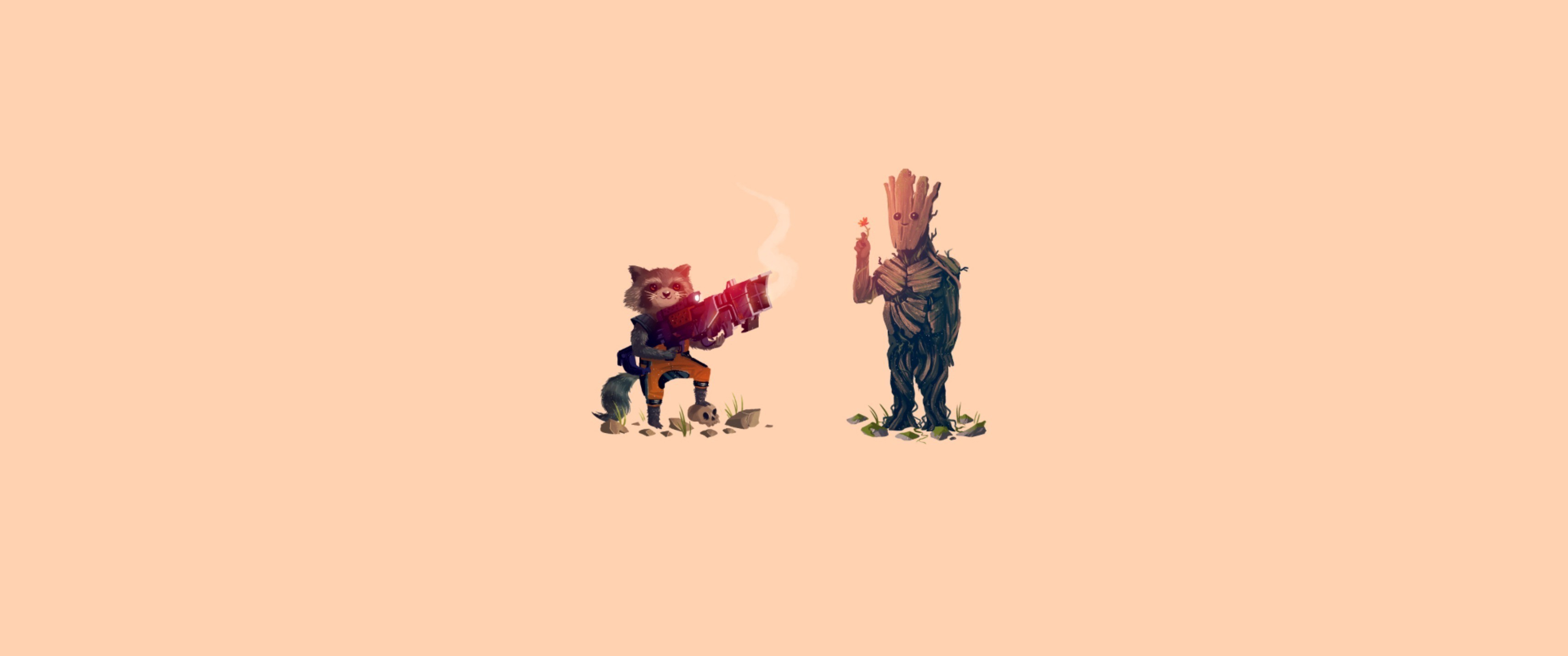 Rocket Raccoon and Groot from Guardians of the Galaxy HD Wallpaper
