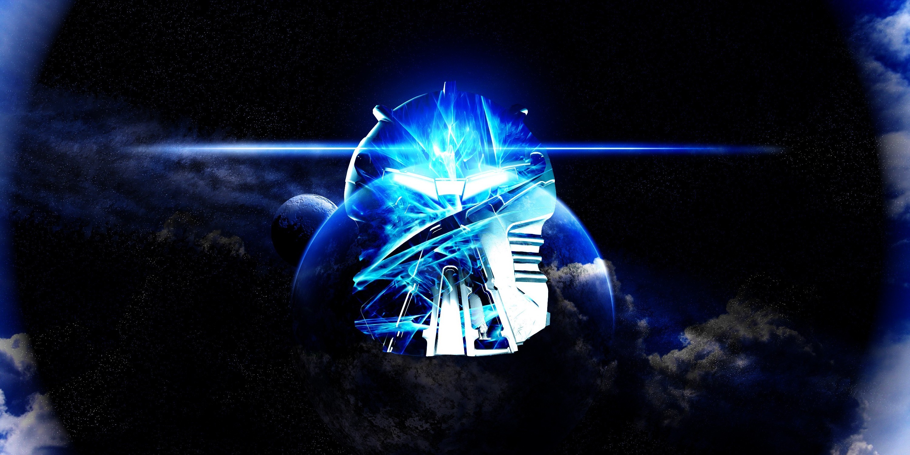 Bionicle Toa in Space with Planets HD Wallpaper