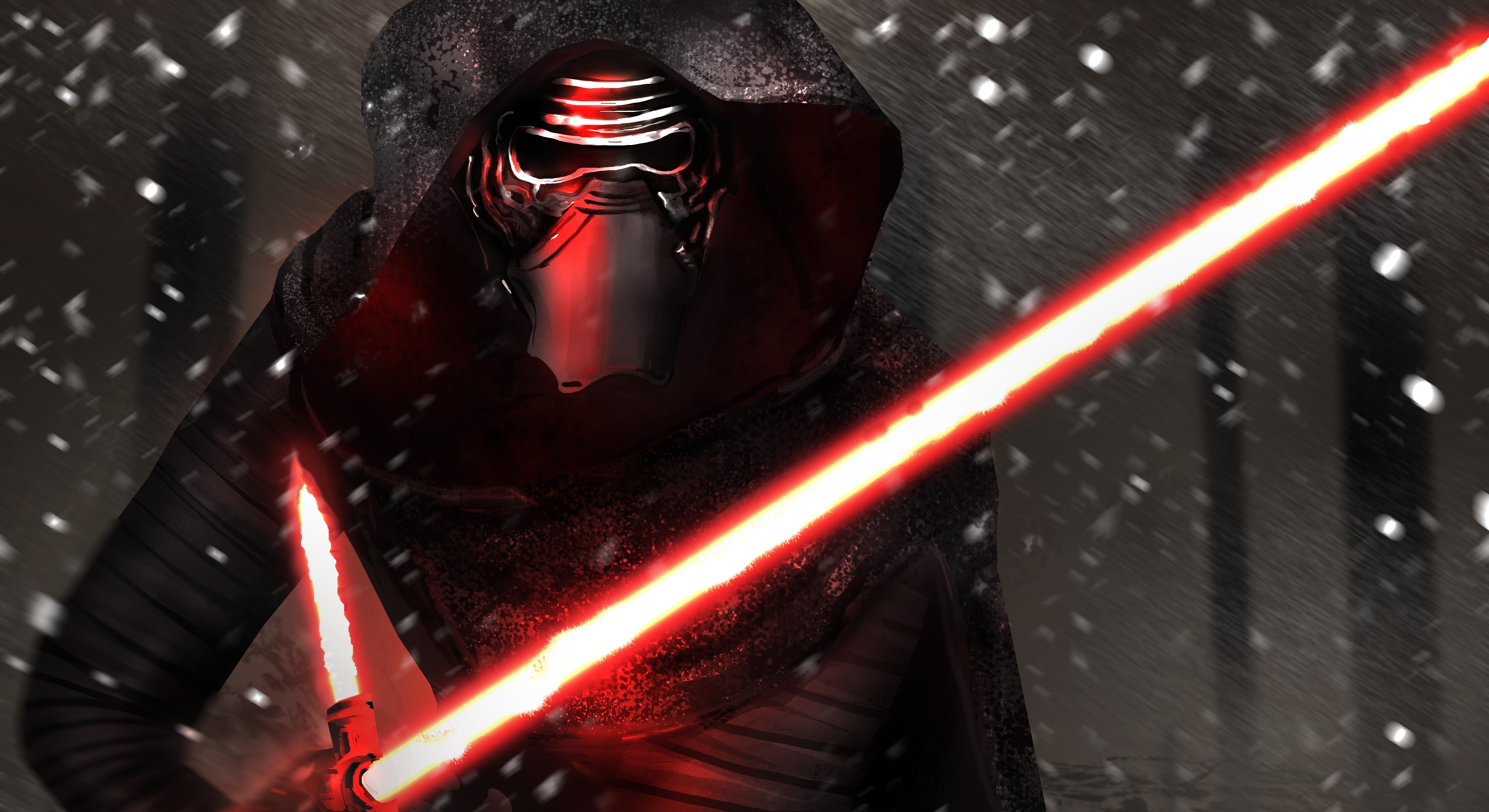 Kylo Ren from Star Wars with a lightsaber HD Wallpaper