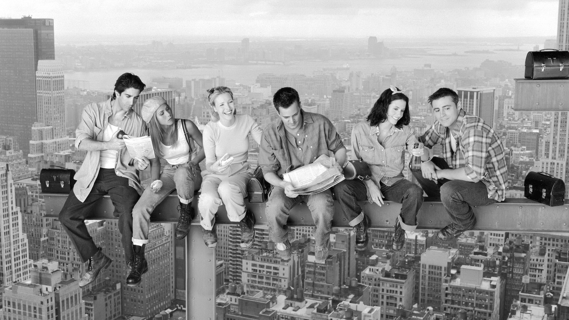Friends TV Series cast on a beam HD Wallpaper