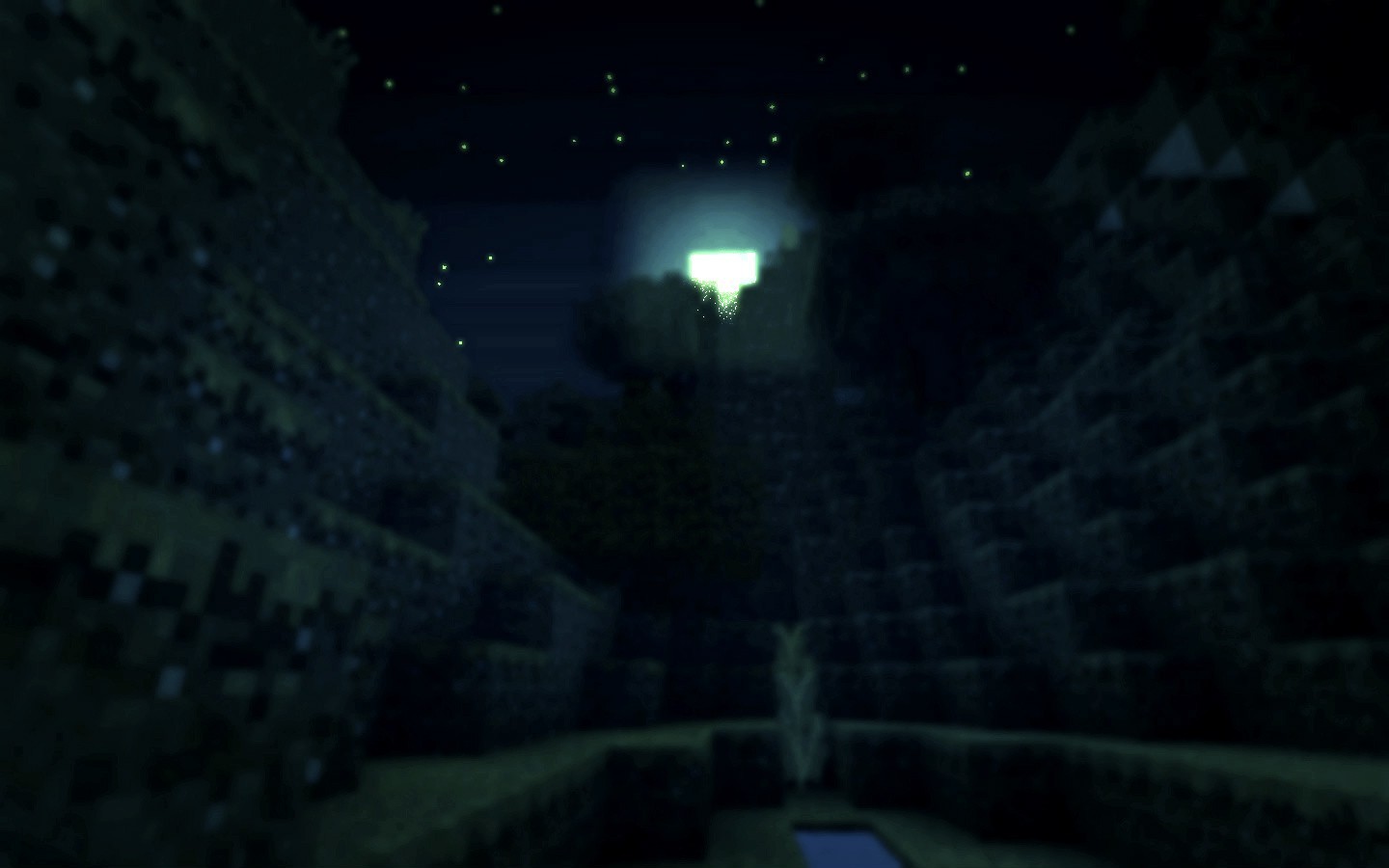 Minecraft landscape at night with stars HD Wallpaper