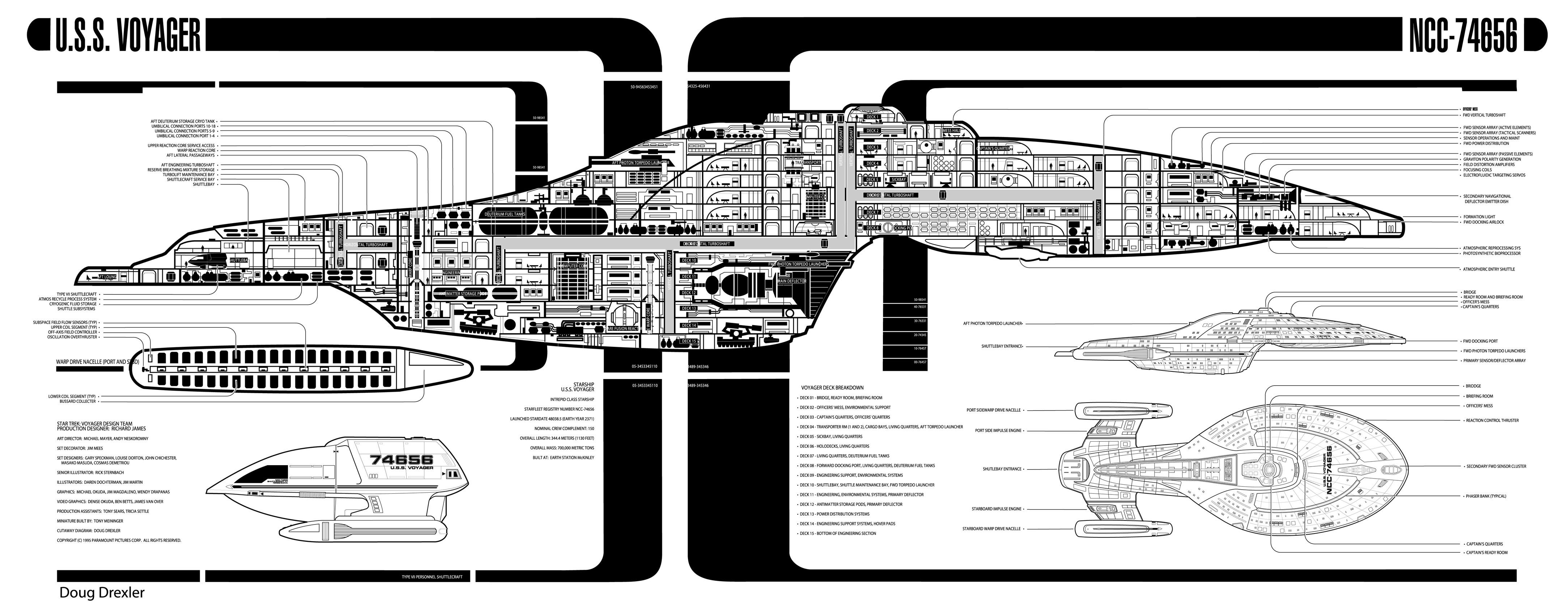 USS Voyager NCC-74656 Blueprint HD Wallpaper