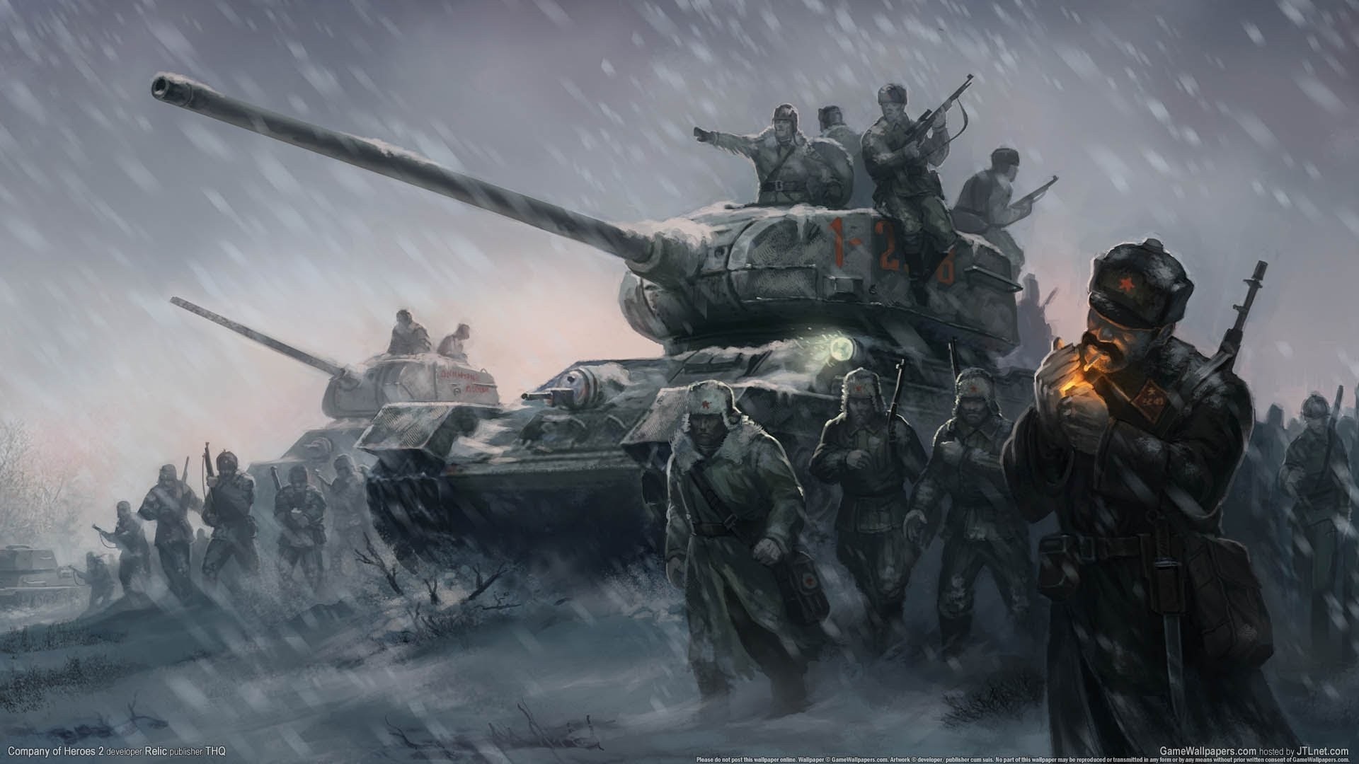 Company of Heroes 2 Red Army T-34-85 tanks in snow HD Wallpaper