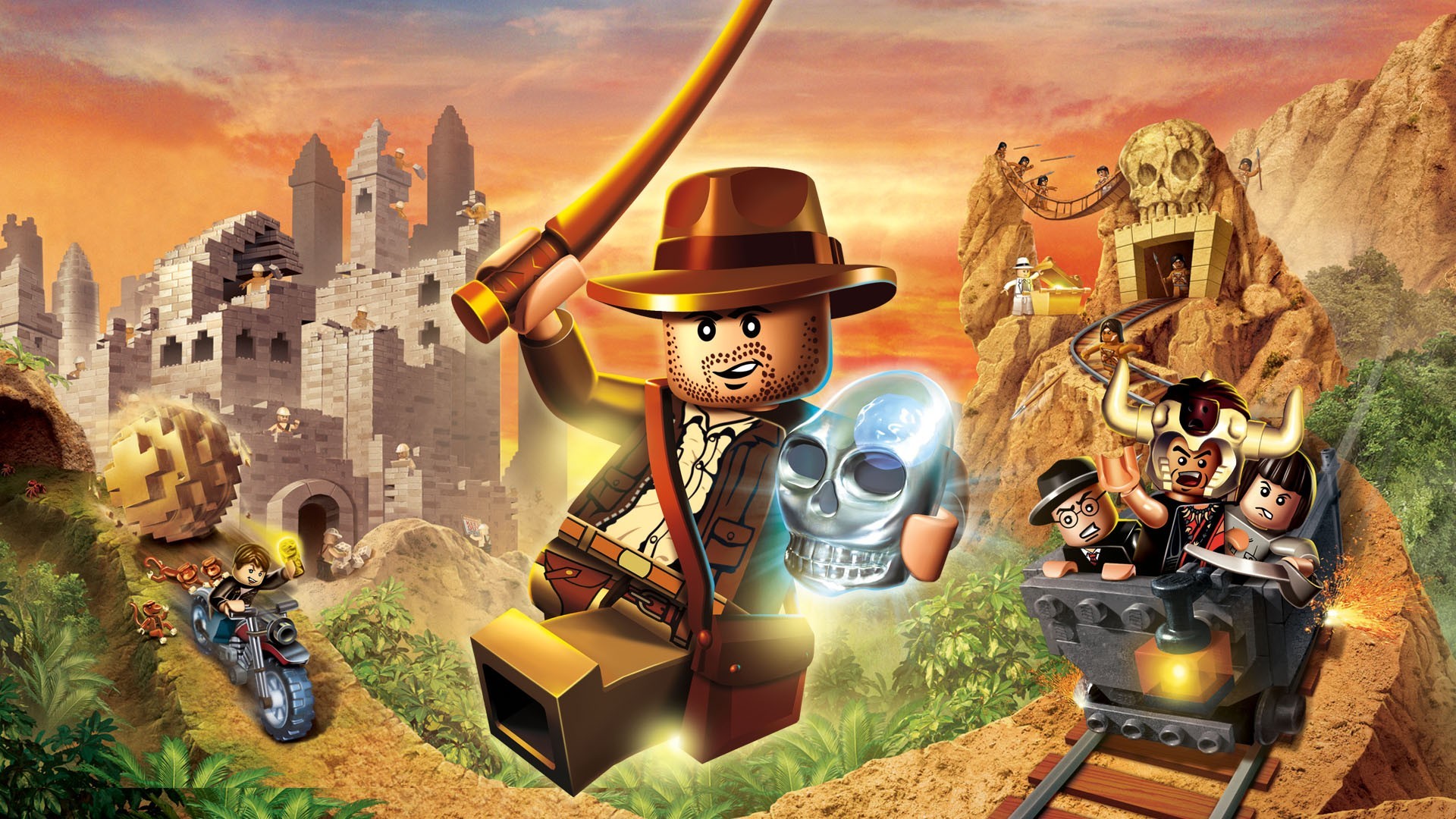 Indiana Jones from Lego Indiana Jones holding a crystal skull HD Wallpaper