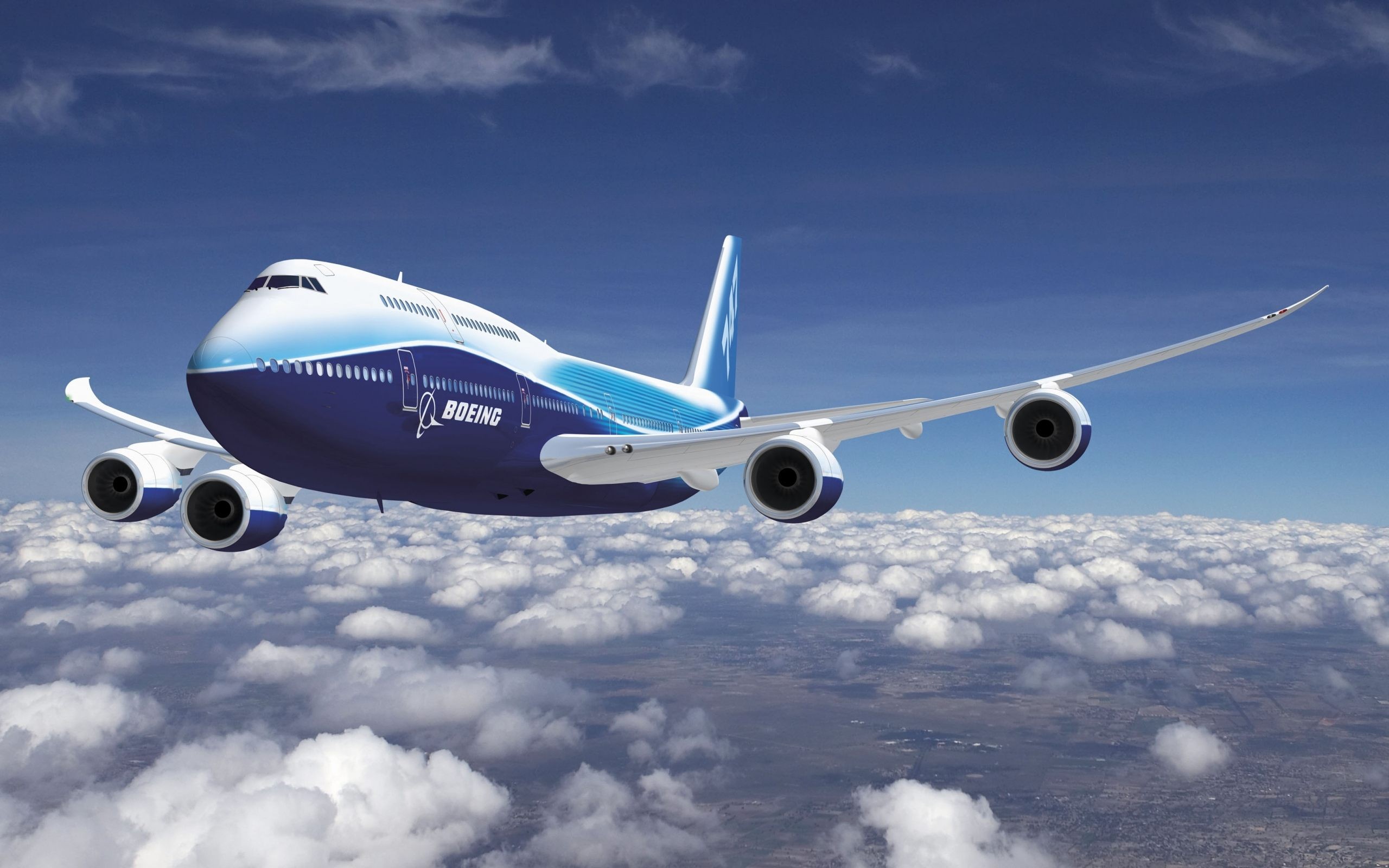Boeing 747 passenger aircraft flying above clouds HD Wallpaper